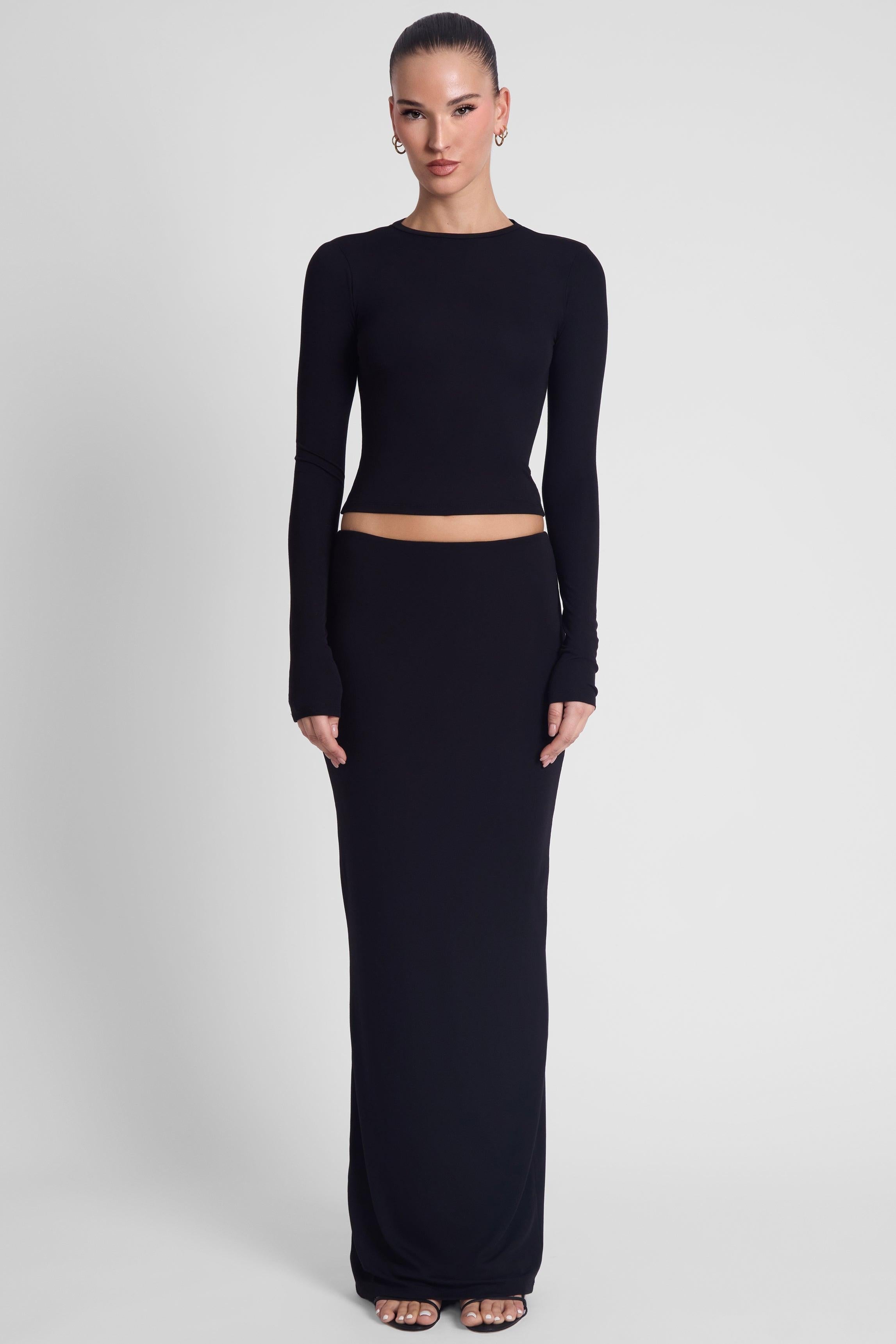 Black Everyday Maxi Jersey Skirt ICYBOO