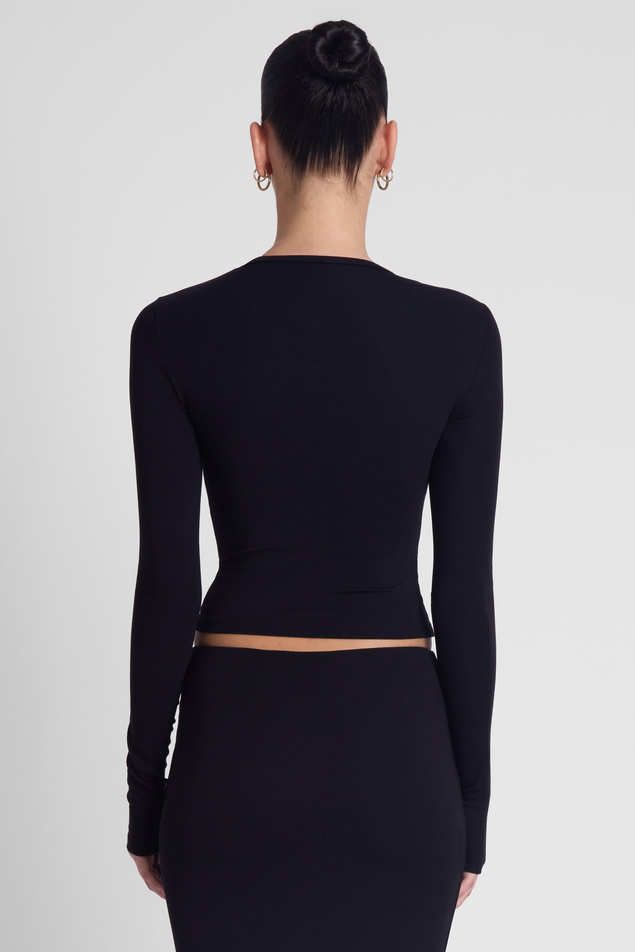 Black Long Sleeve Everyday Jersey Top ICYBOO