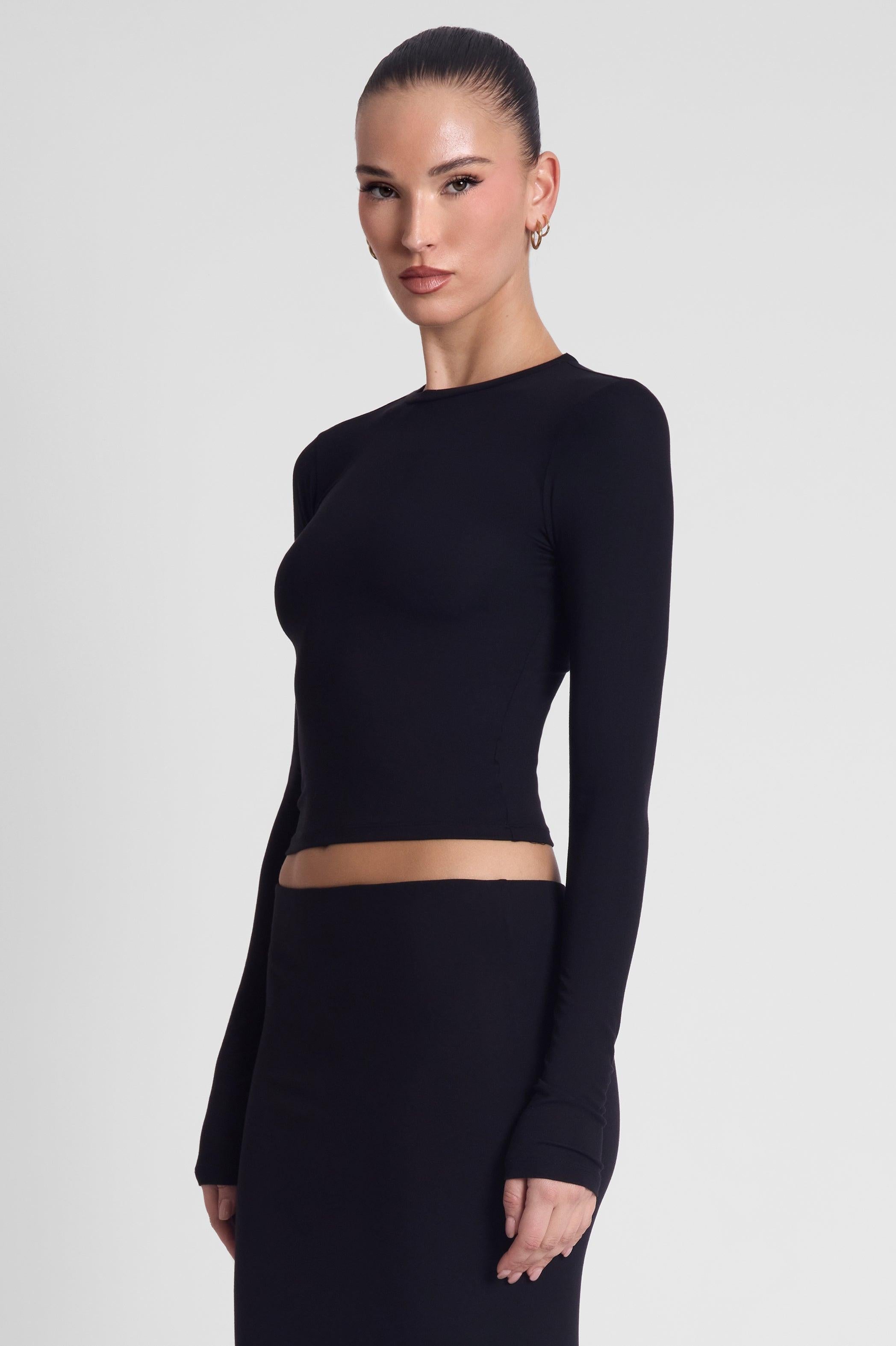 Black Long Sleeve Everyday Jersey Top ICYBOO