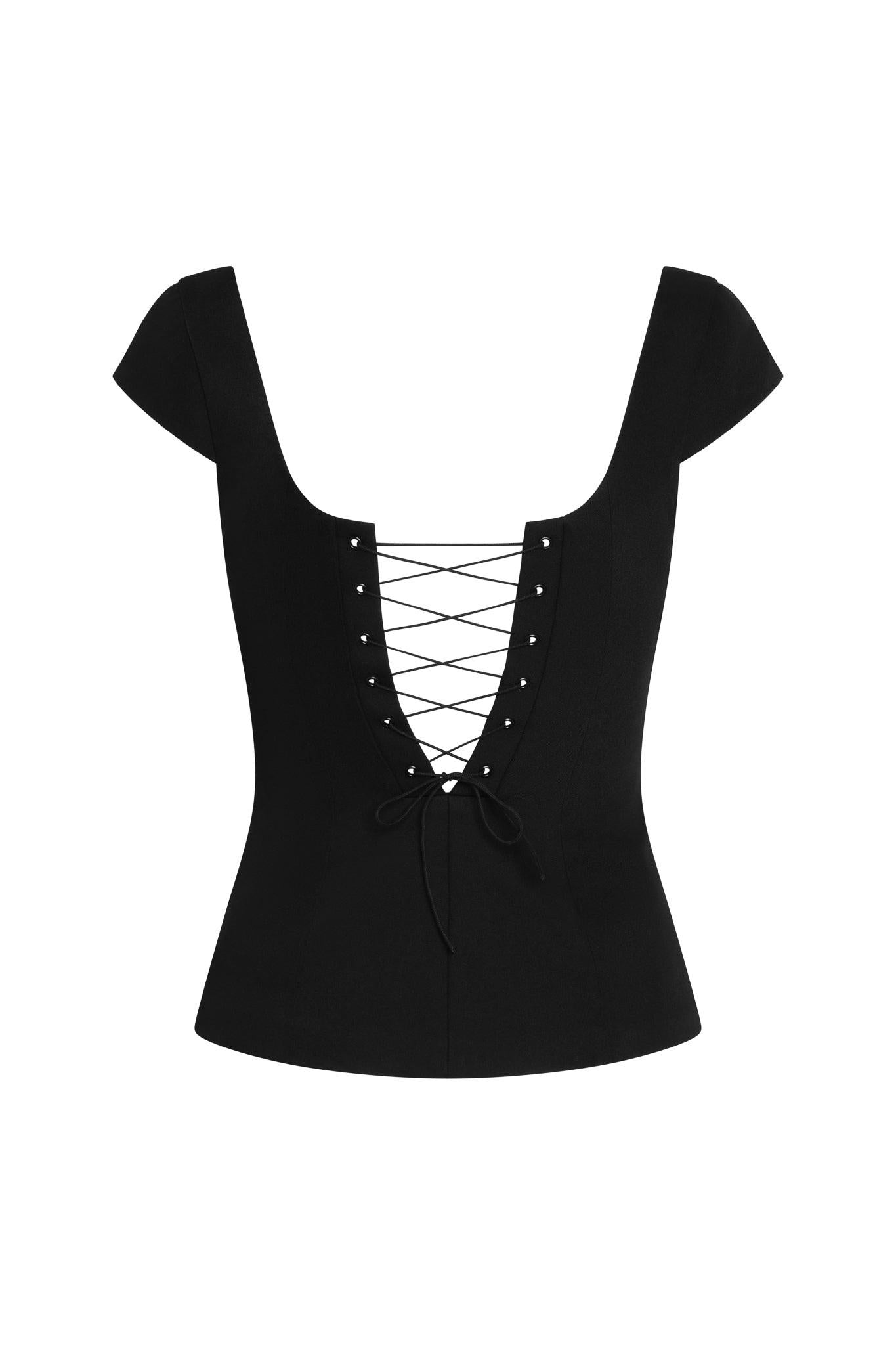 Esme Black Contour Corset Top ICYBOO