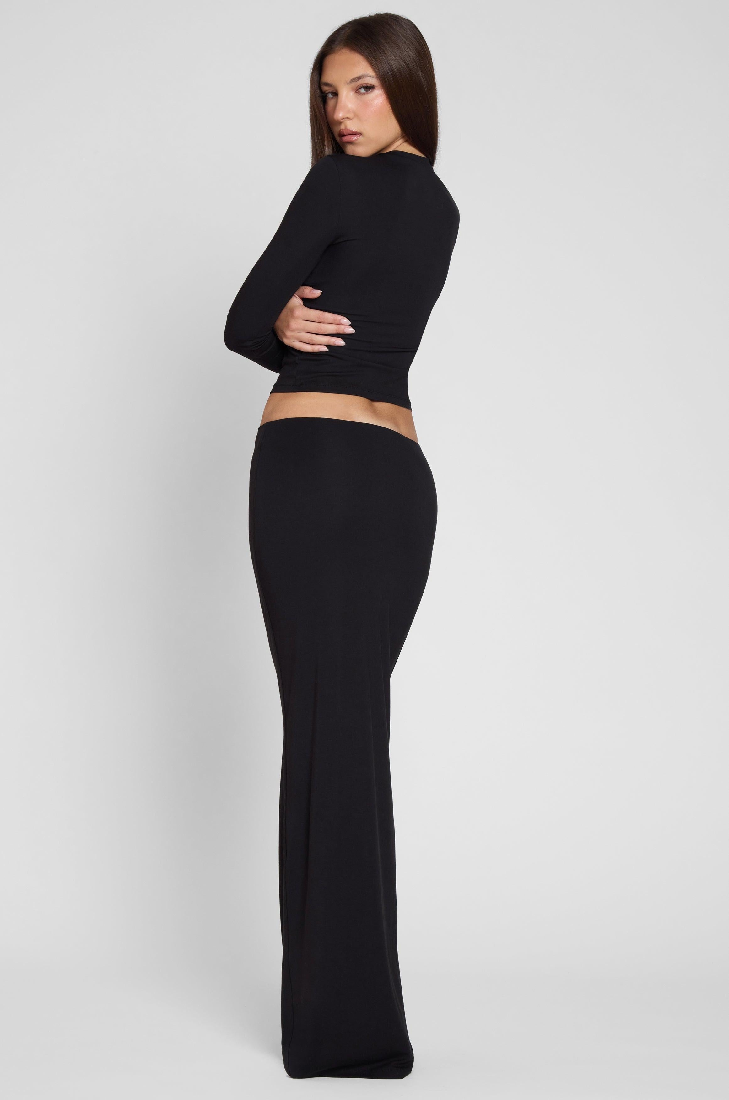 Black Everyday Maxi Jersey Skirt ICYBOO