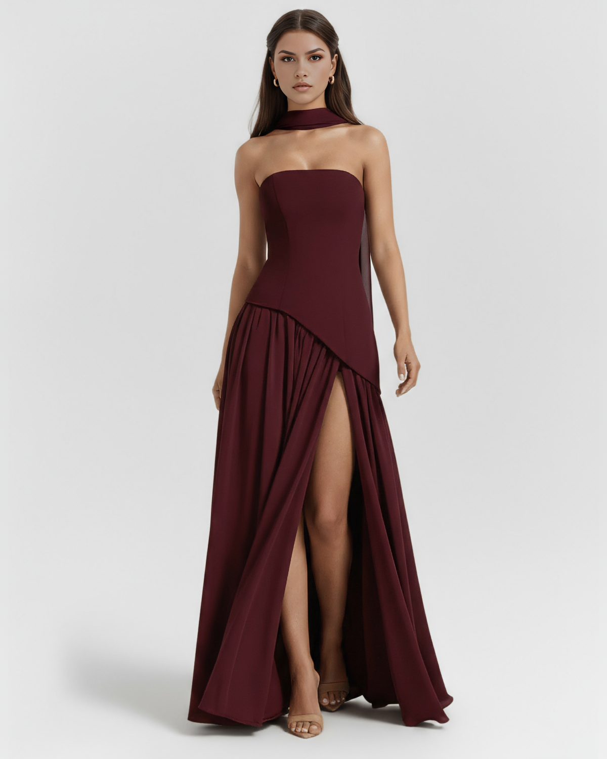 Maxi Dress | Serena Crepe, Lace-Up Back, Formal Events ICYBOO