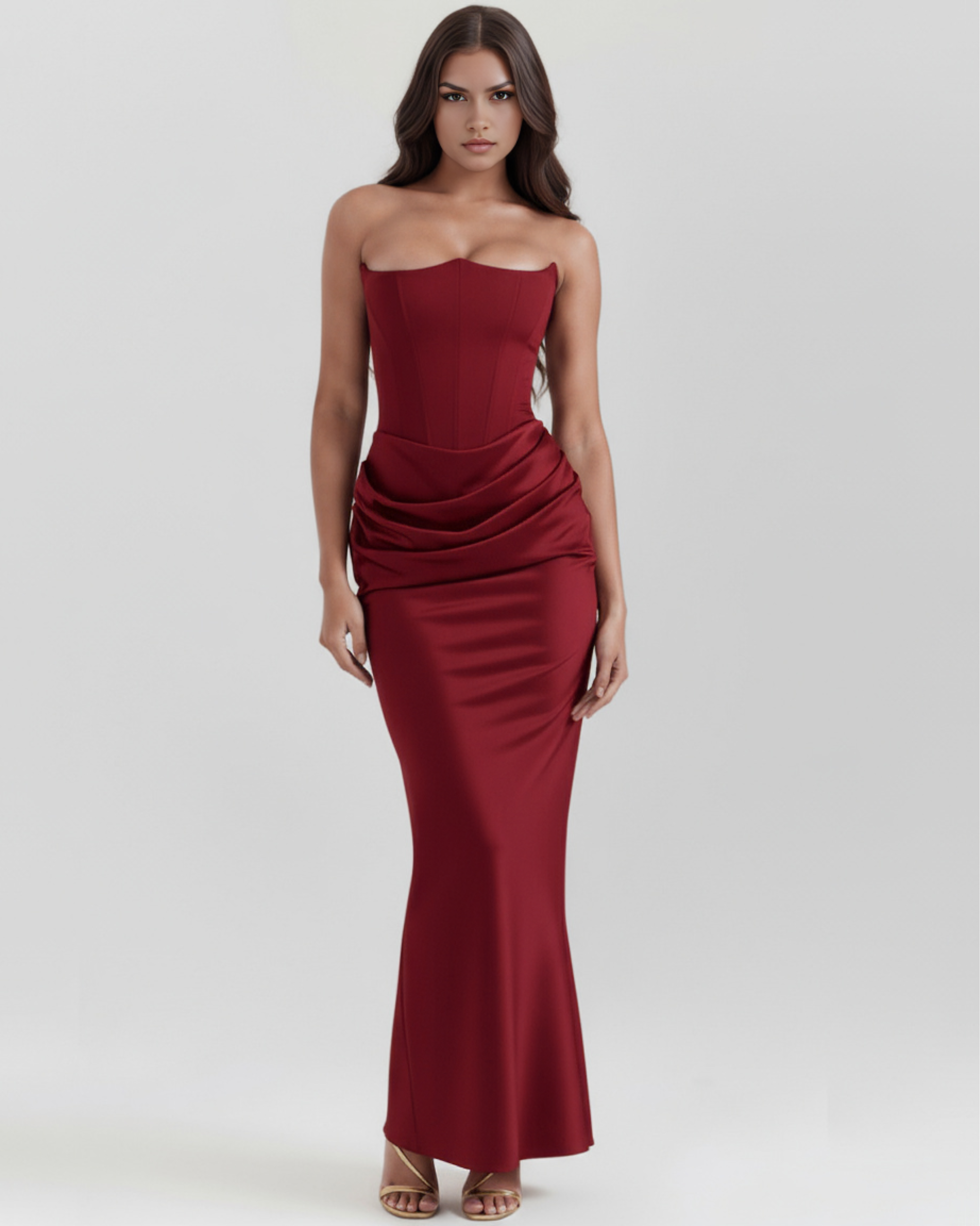 Corset Dress | Almond Muse Style, Stretch Crepe Boned Bodice, Glamorous Events ICYBOO