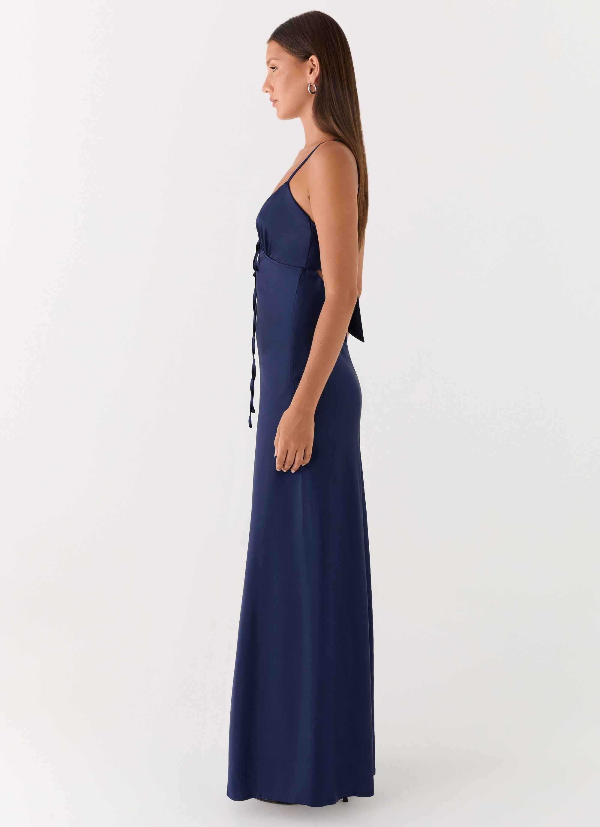 Flora Maxi Dress - Navy Satin