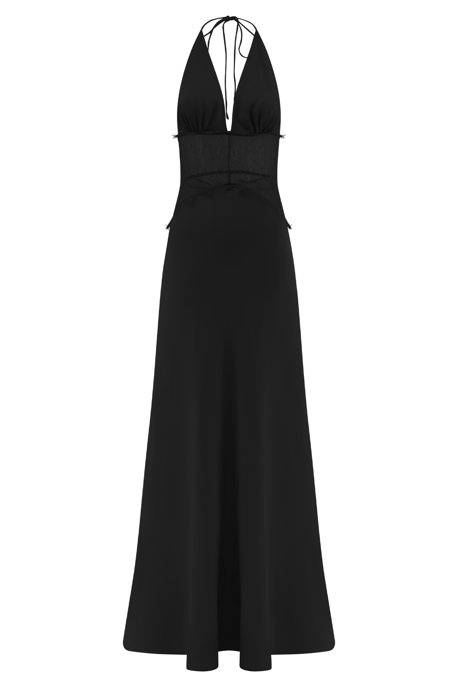 Dinah Black Lace Satin Maxi Dress - ICYBOO