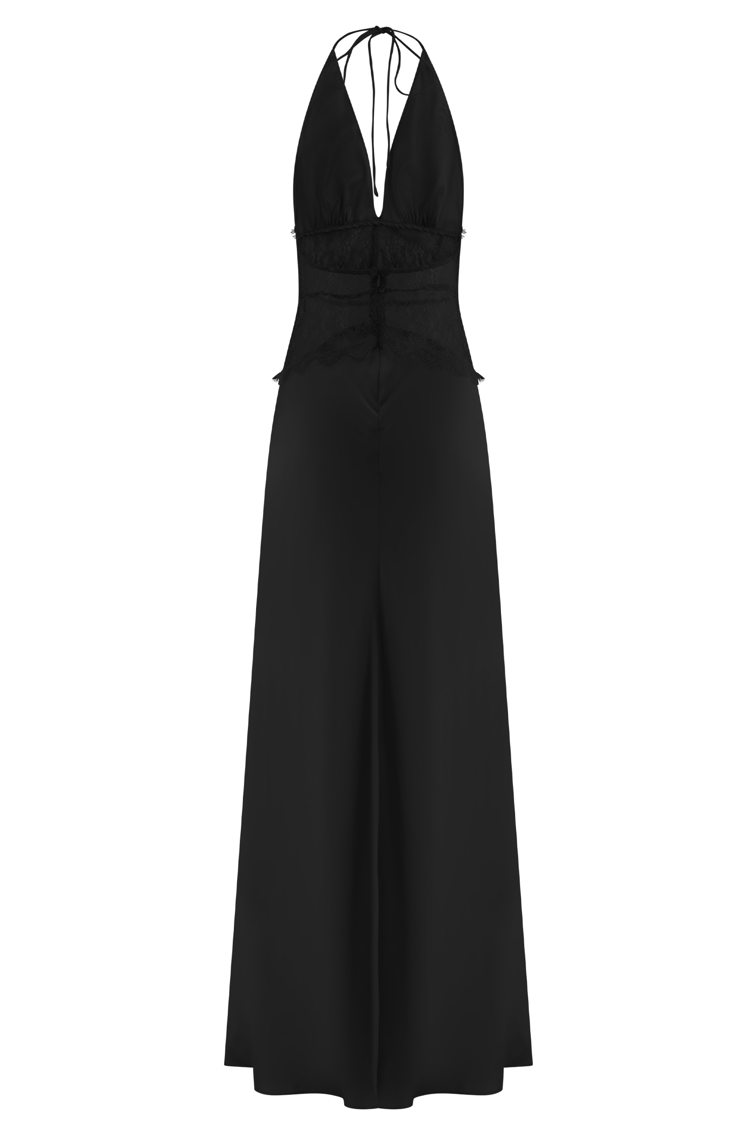 Dinah Black Lace Satin Maxi Dress - ICYBOO
