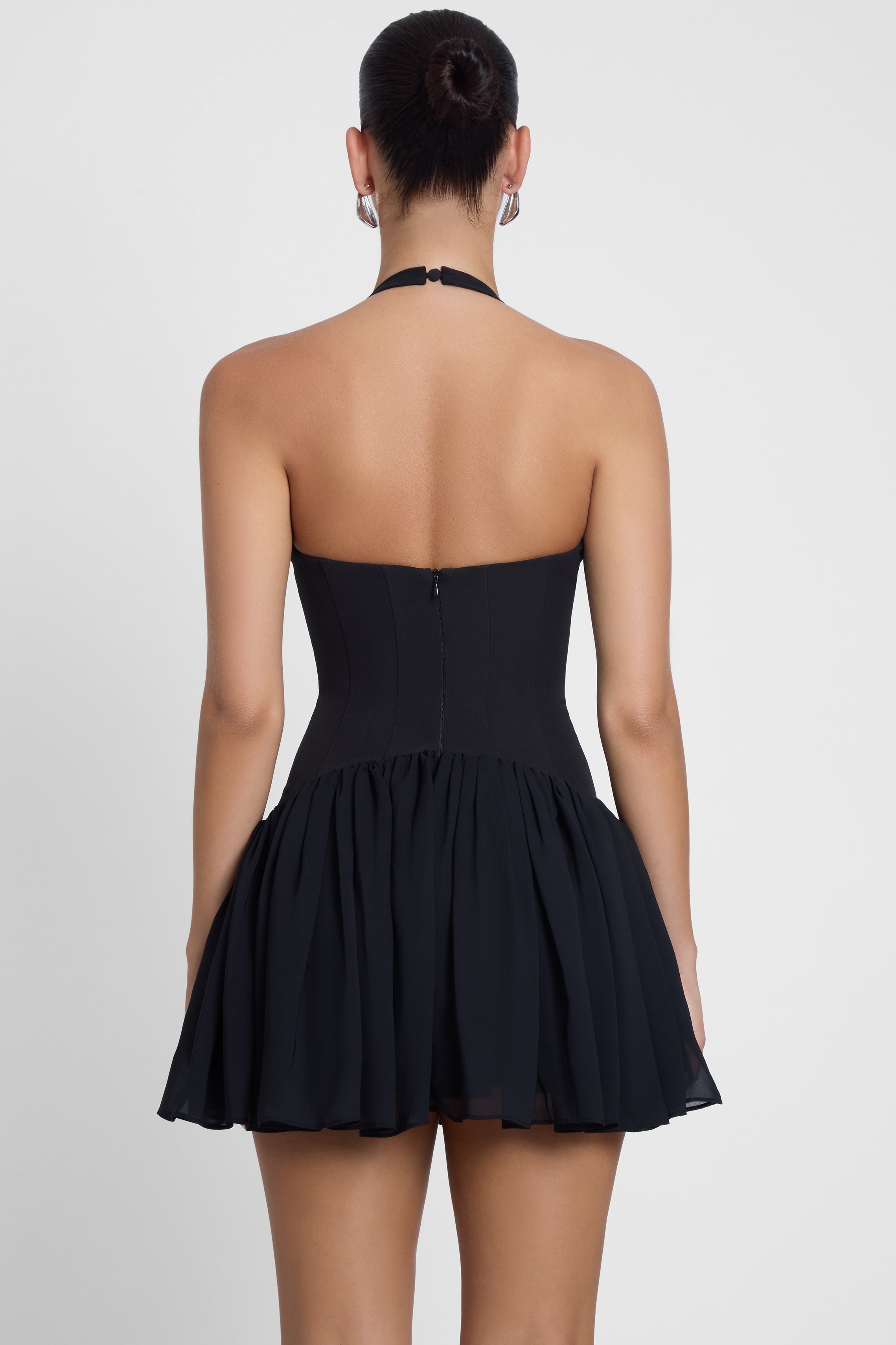 Black Harper Mini Dress with Corset Design ICYBOO