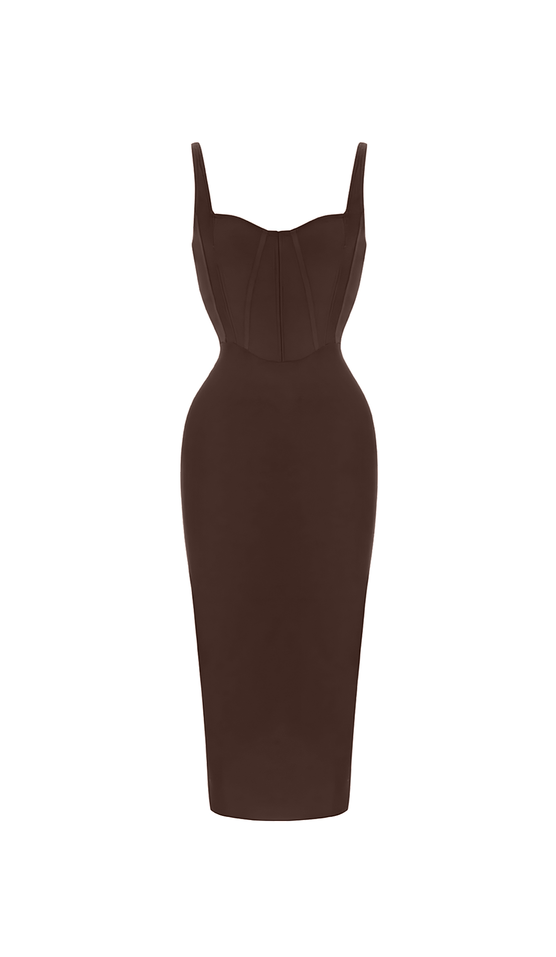 Bianca Brown Bandage Midi Dress - ICYBOO