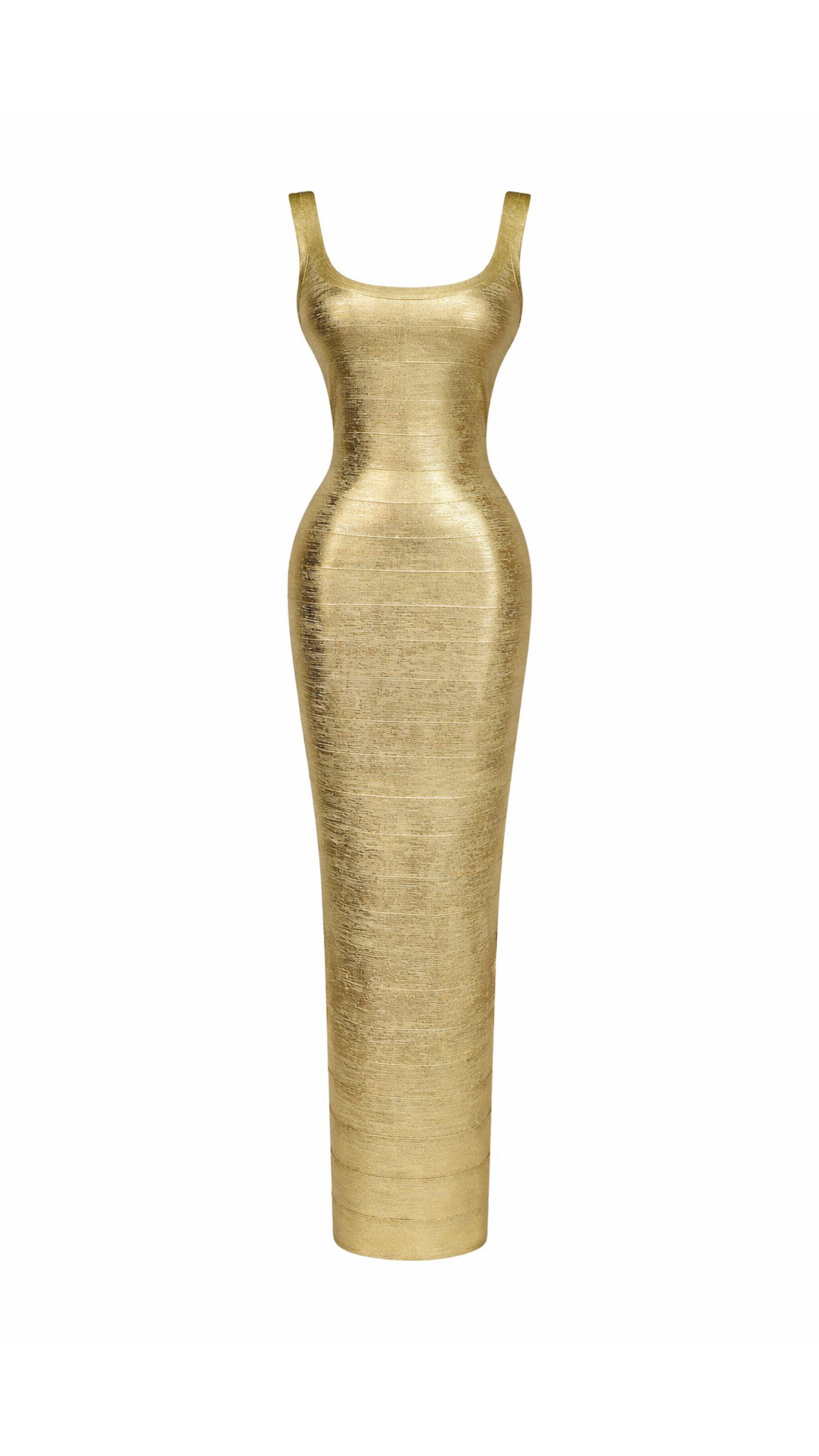 Raven Gold Maxi Bandage Dress - ICYBOO