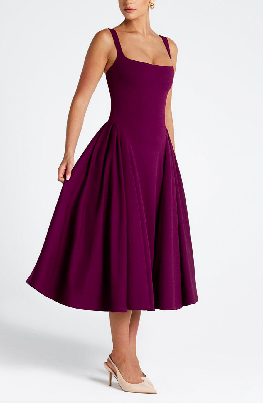 Pavlina Midi Dress in Wine ICYBOO
