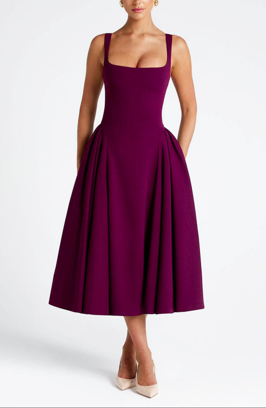 Pavlina Midi Dress in Wine ICYBOO