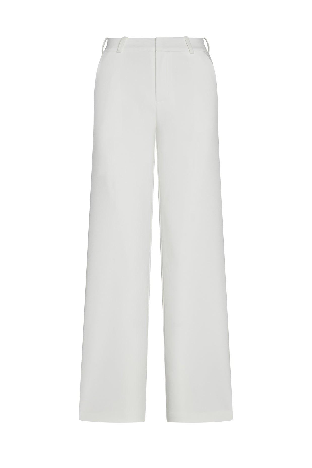 White Classic Straight Column Trousers ICYBOO