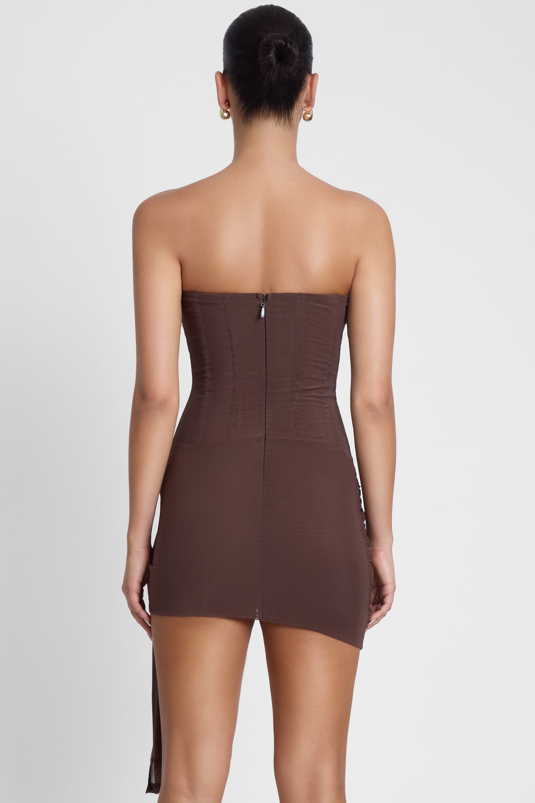 Chocolate Brown Mira Mesh Corset Dress ICYBOO