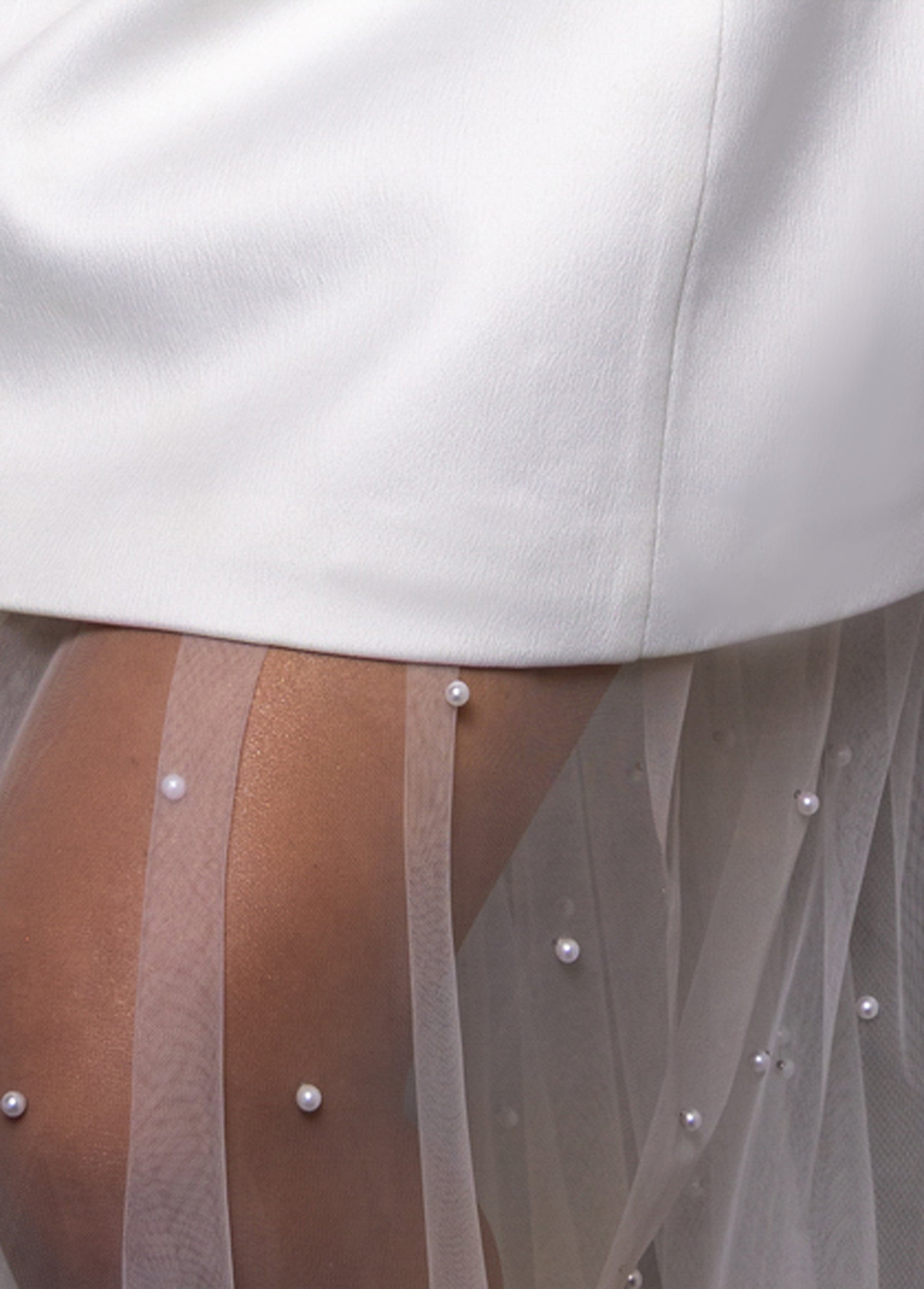 White Angelic Bliss Mini Dress with Removable Pearl Skirt