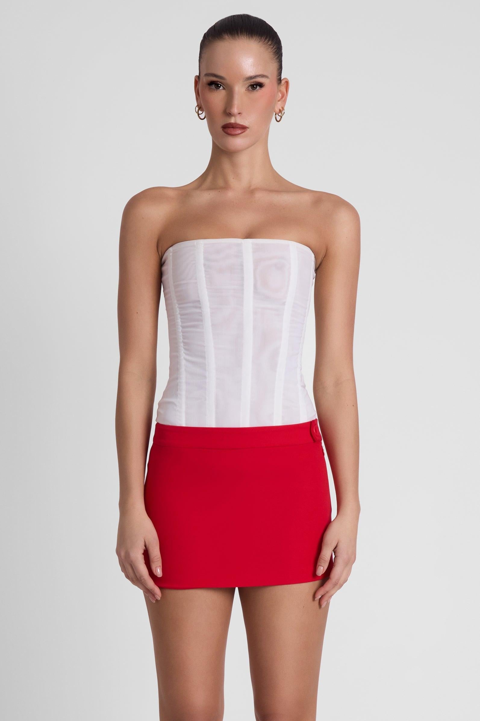 Red Classic Column Micro Mini Skirt ICYBOO