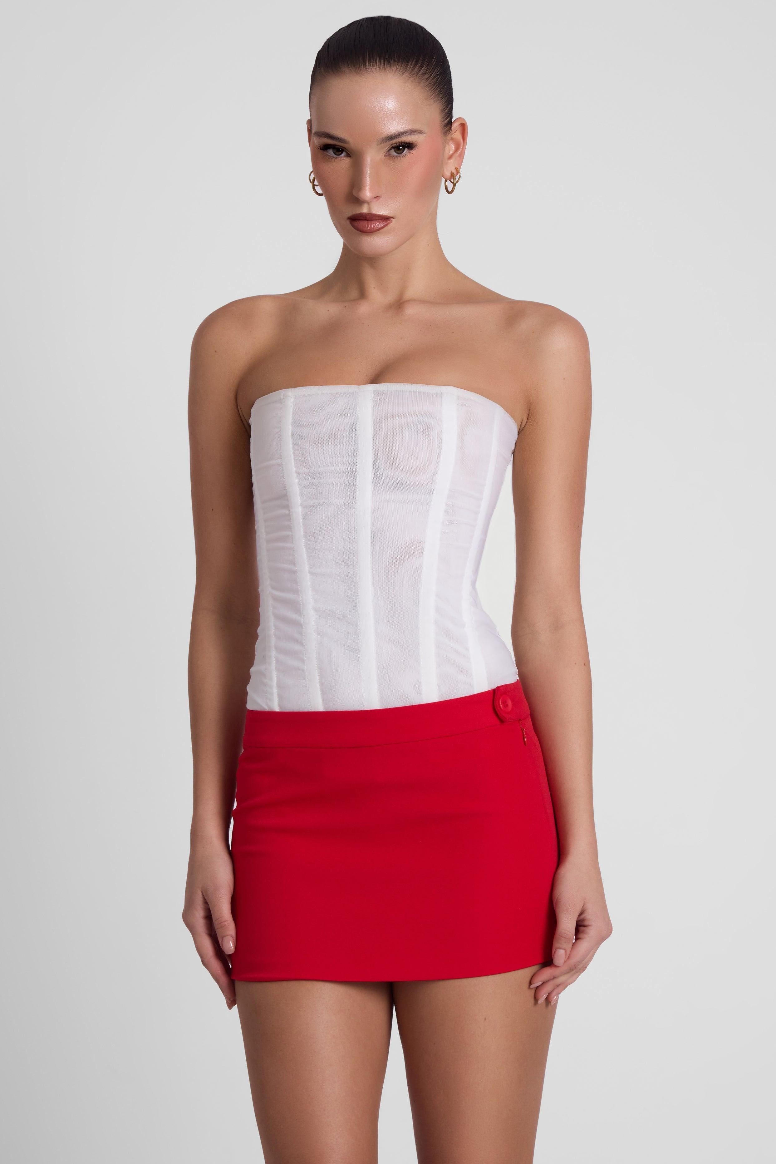 Red Classic Column Micro Mini Skirt ICYBOO