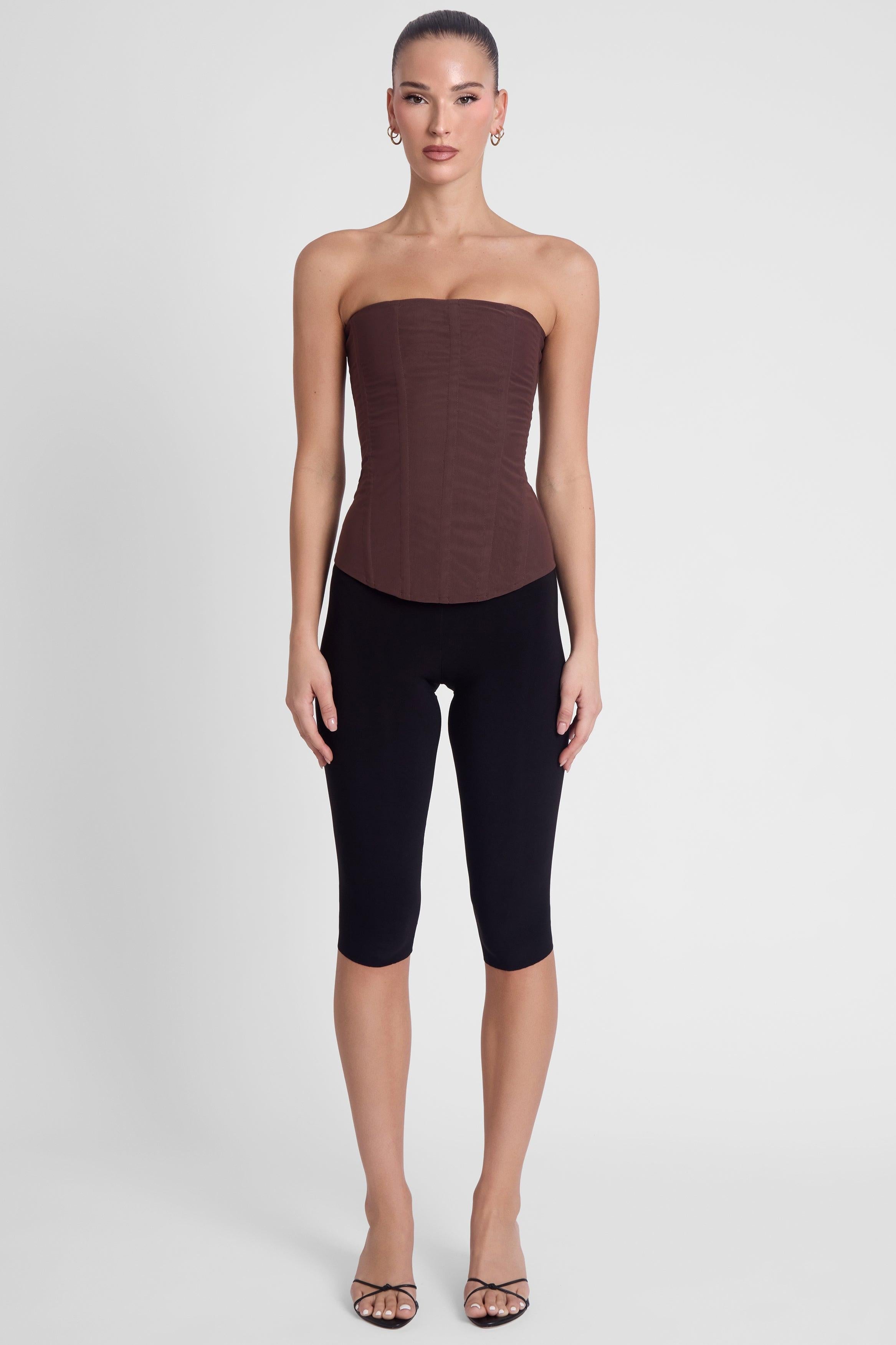 Chocolate Brown Muse Mesh Corset Top ICYBOO