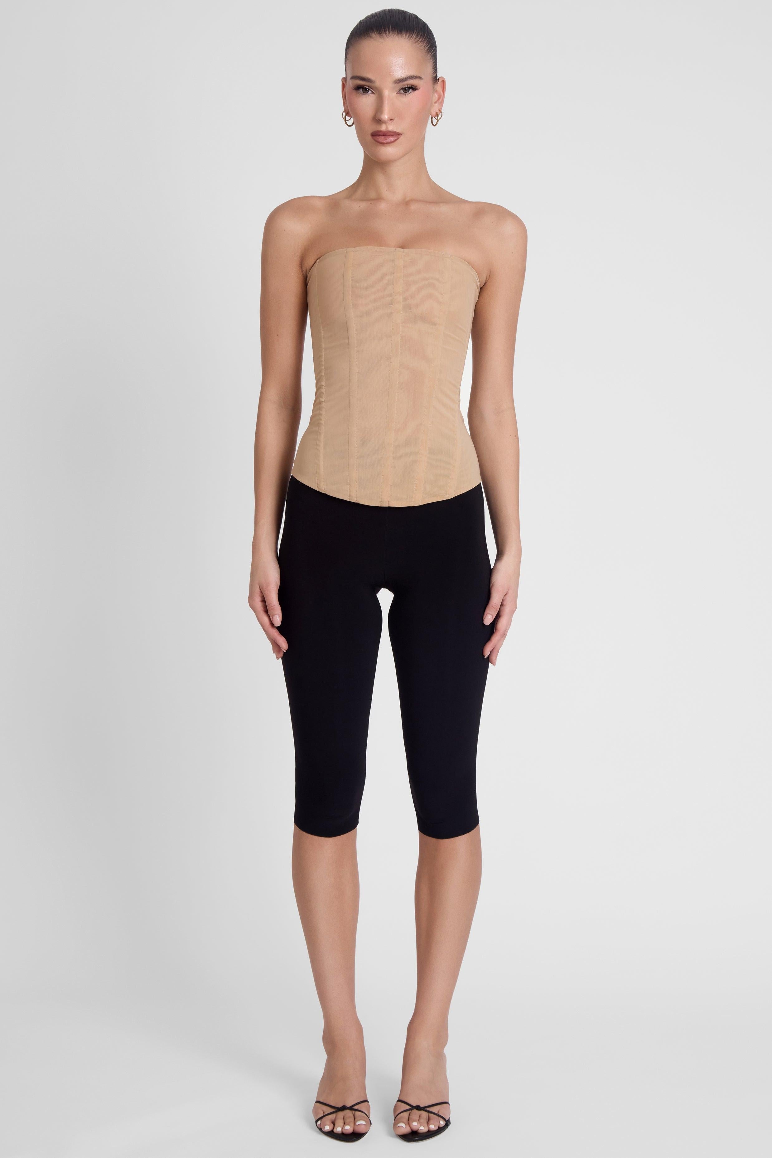 Tan Muse Mesh Corset Top ICYBOO