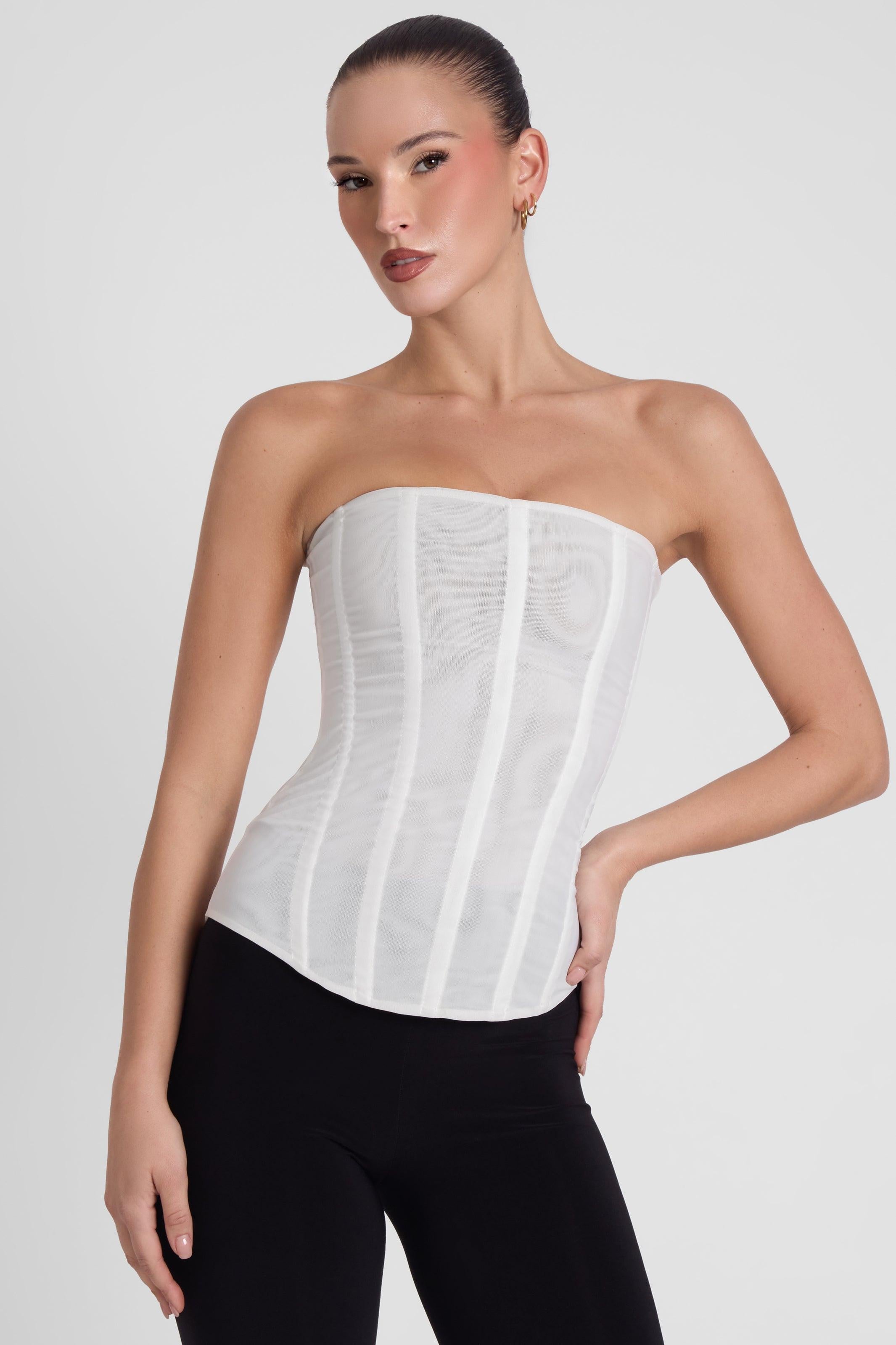 White Muse Mesh Corset Top ICYBOO