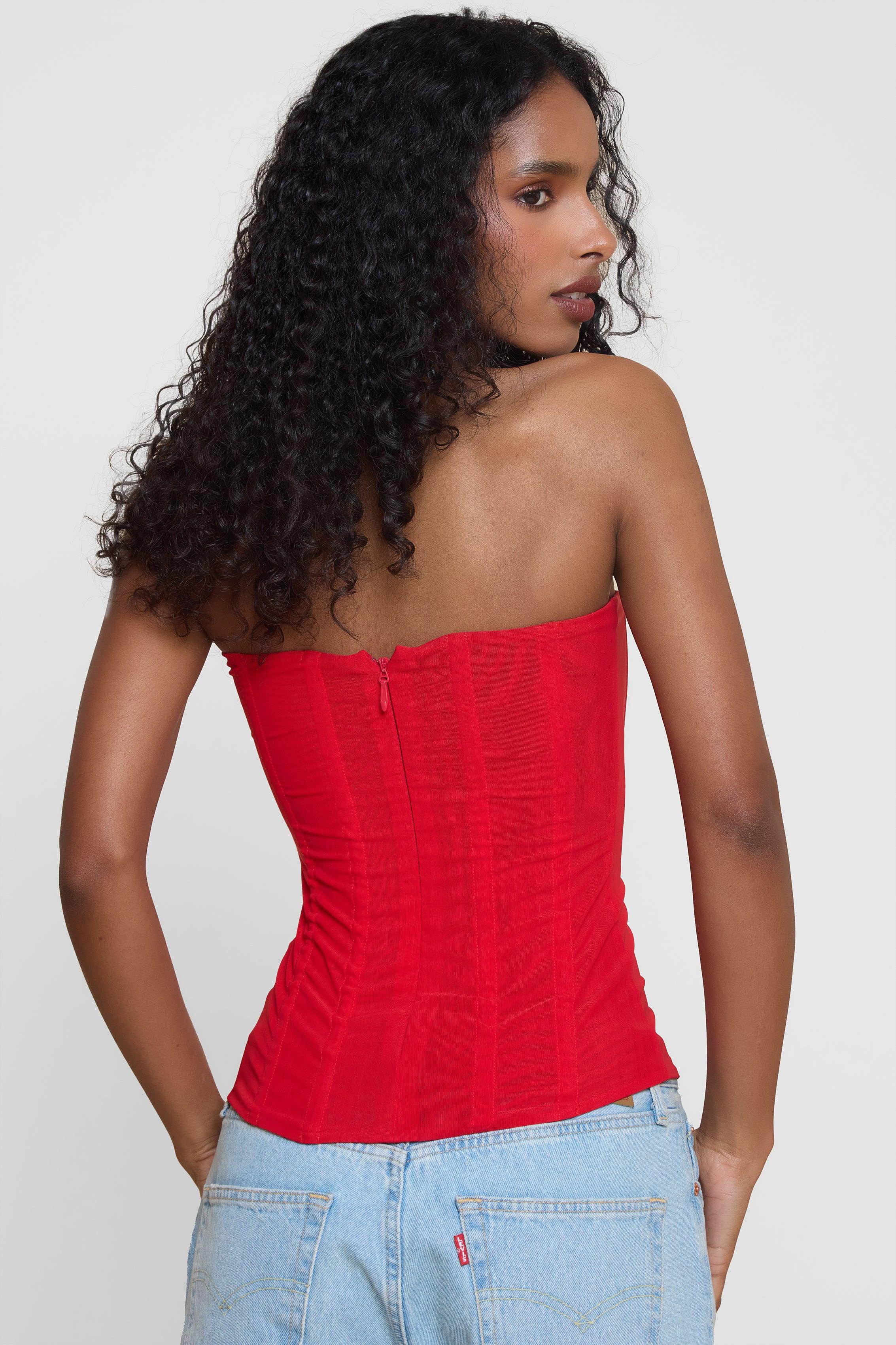 Red Muse Mesh Corset Top ICYBOO