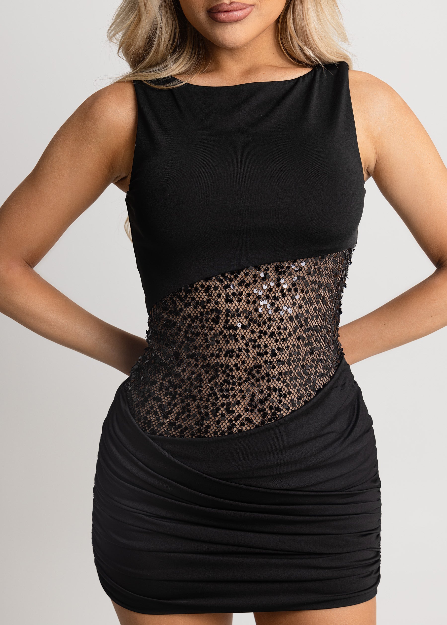 Never Guilty Sequin Mini Dress - Black ICYBOO