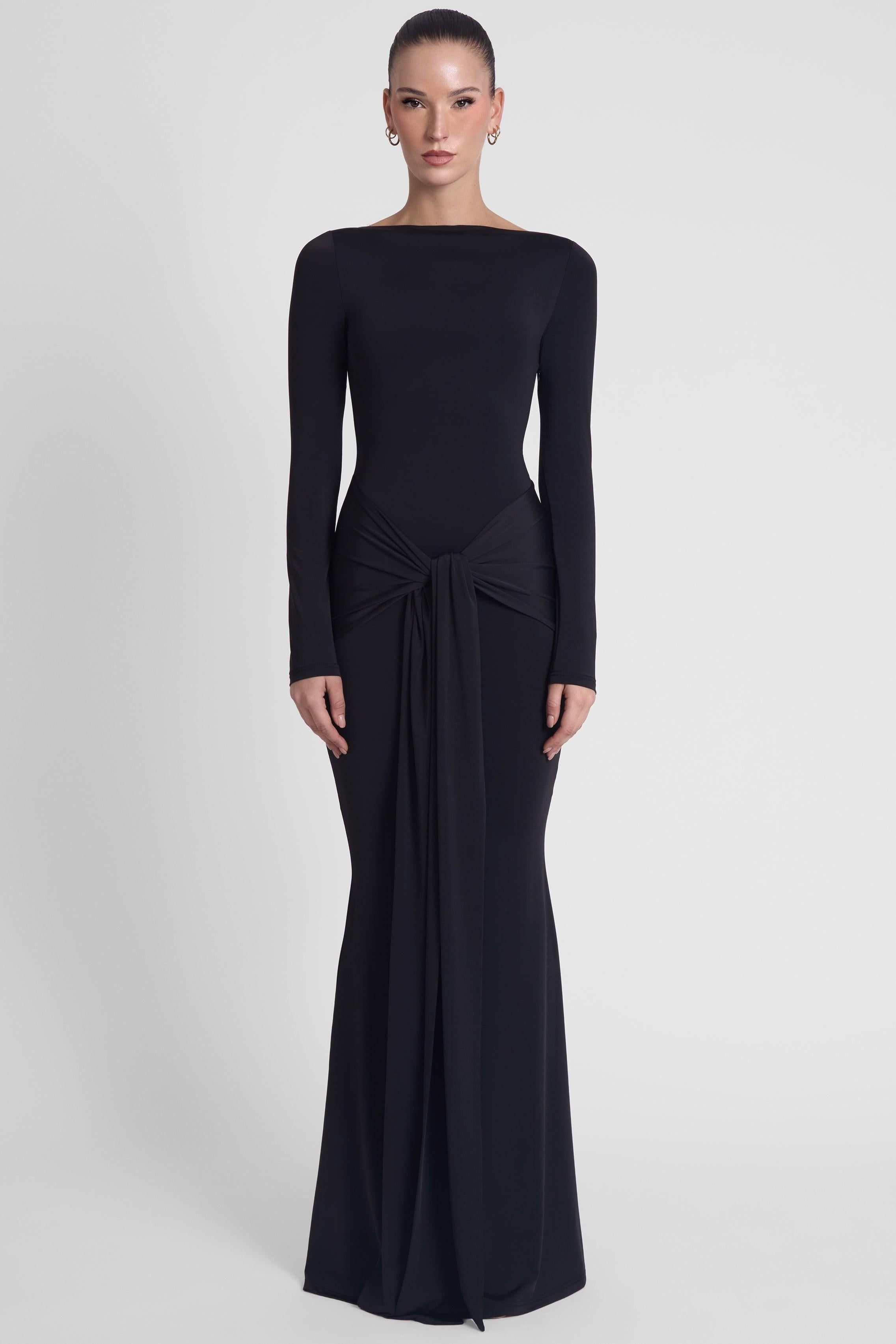 Black Oasis Knot Maxi Dress ICYBOO
