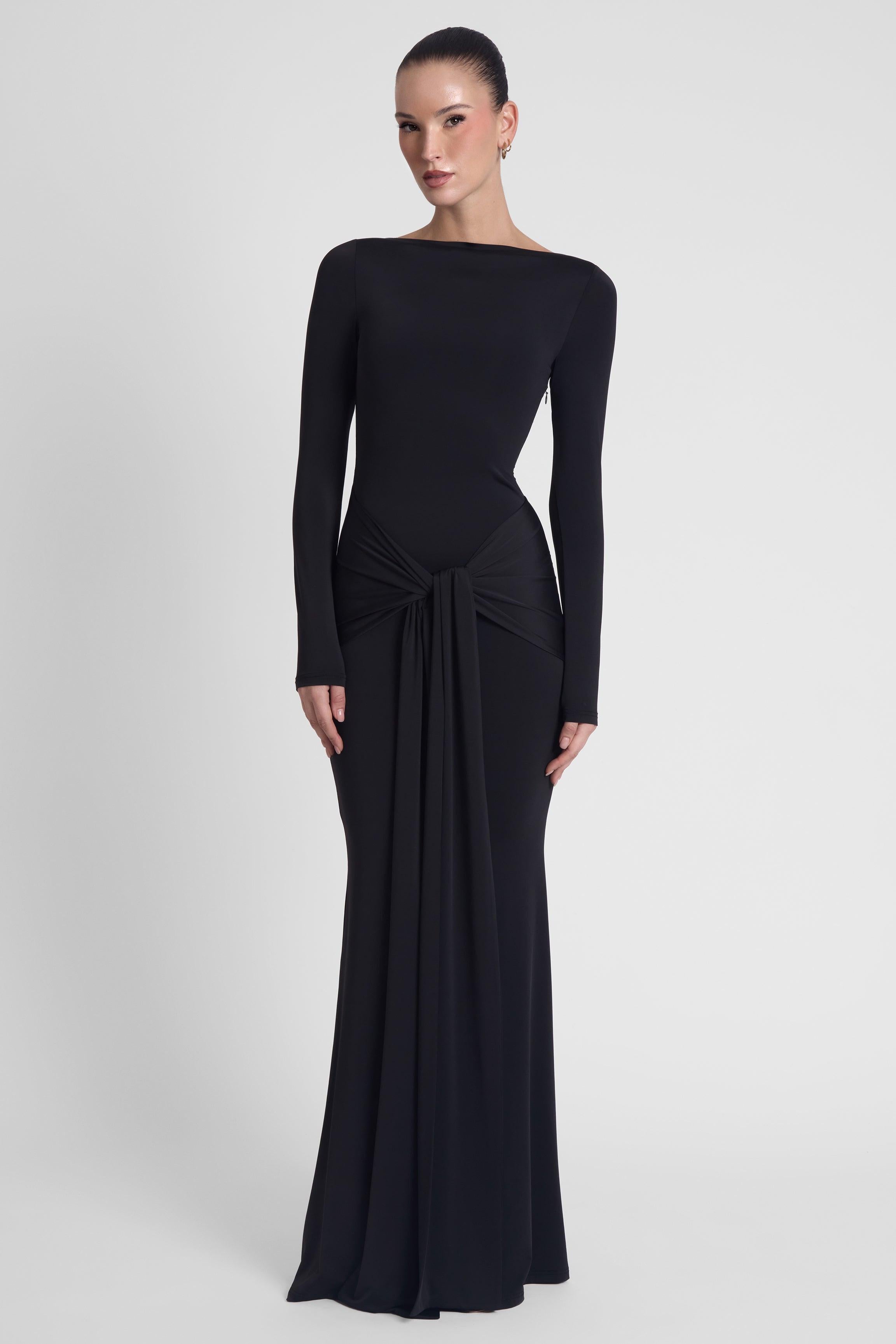 Black Oasis Knot Maxi Dress ICYBOO