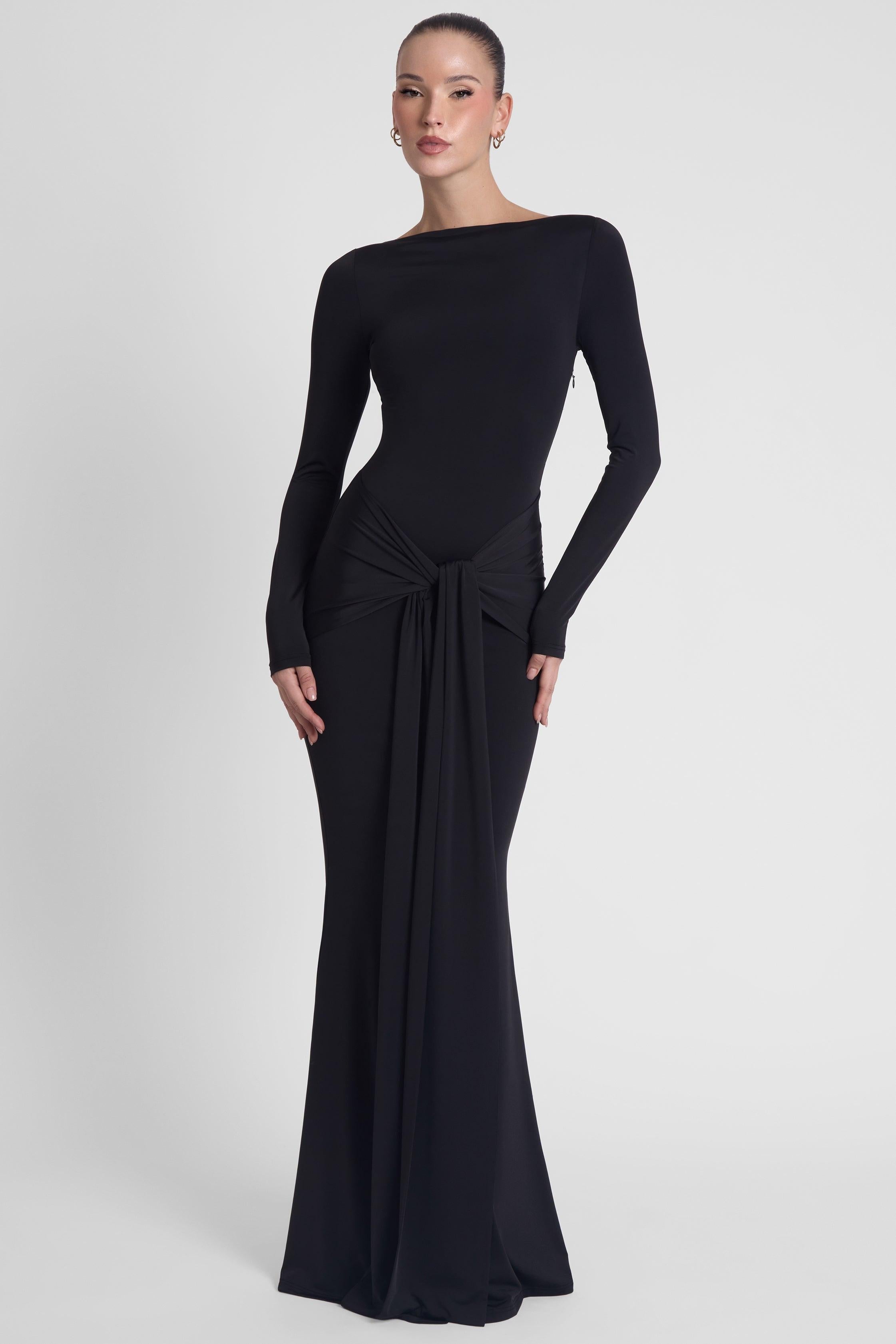 Black Oasis Knot Maxi Dress ICYBOO