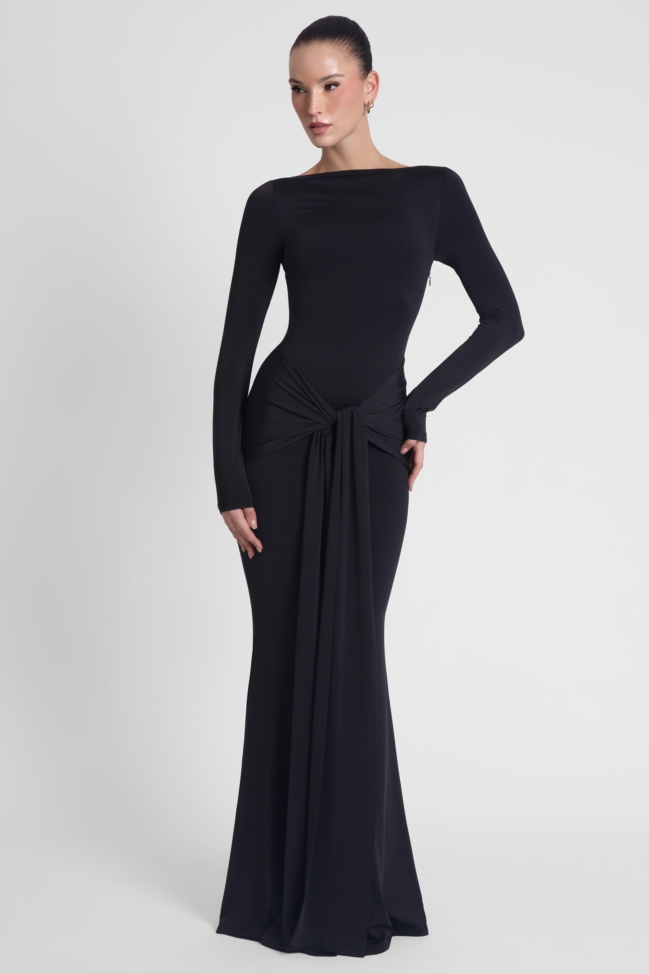 Black Oasis Knot Maxi Dress ICYBOO