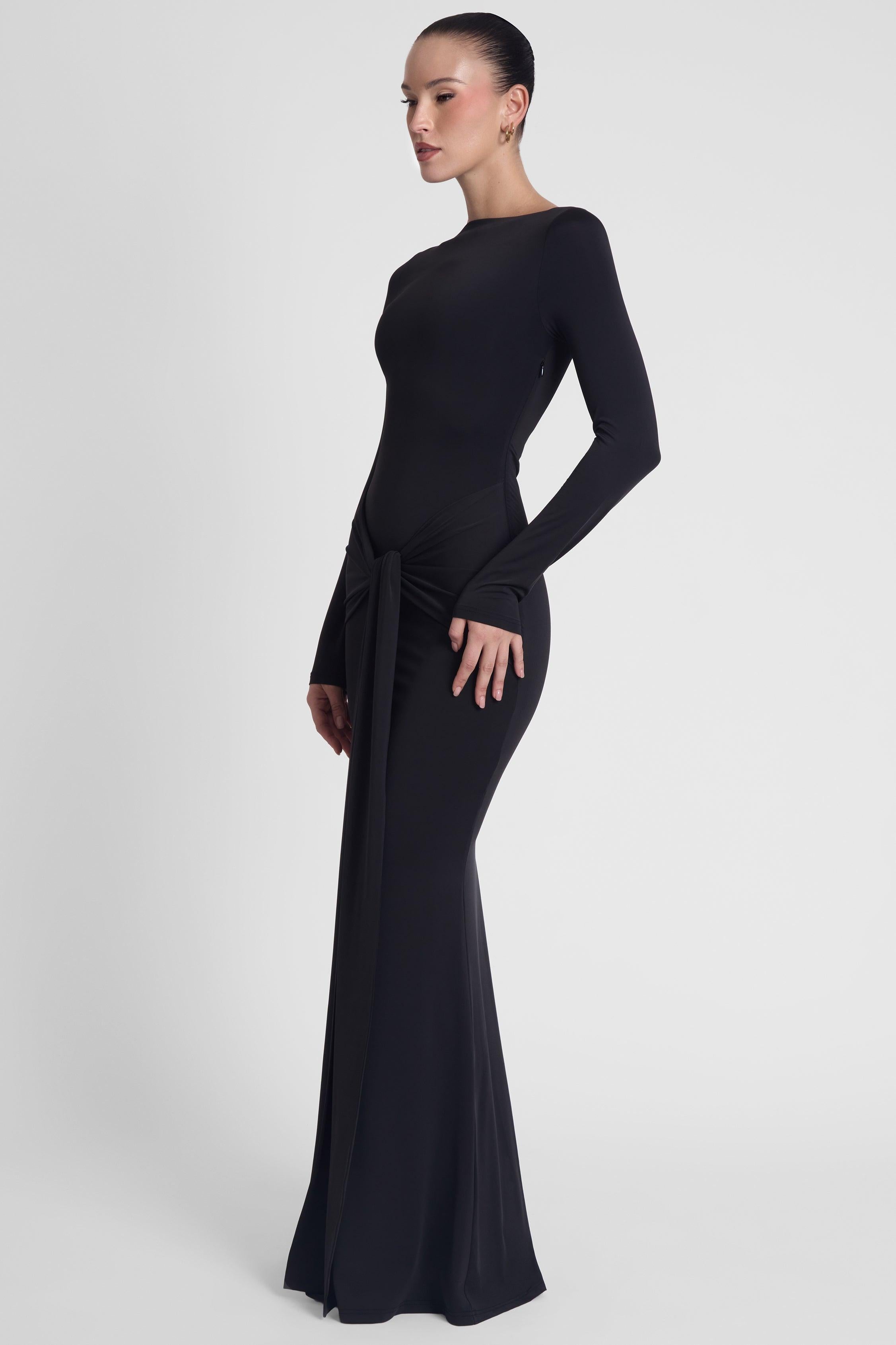 Black Oasis Knot Maxi Dress ICYBOO