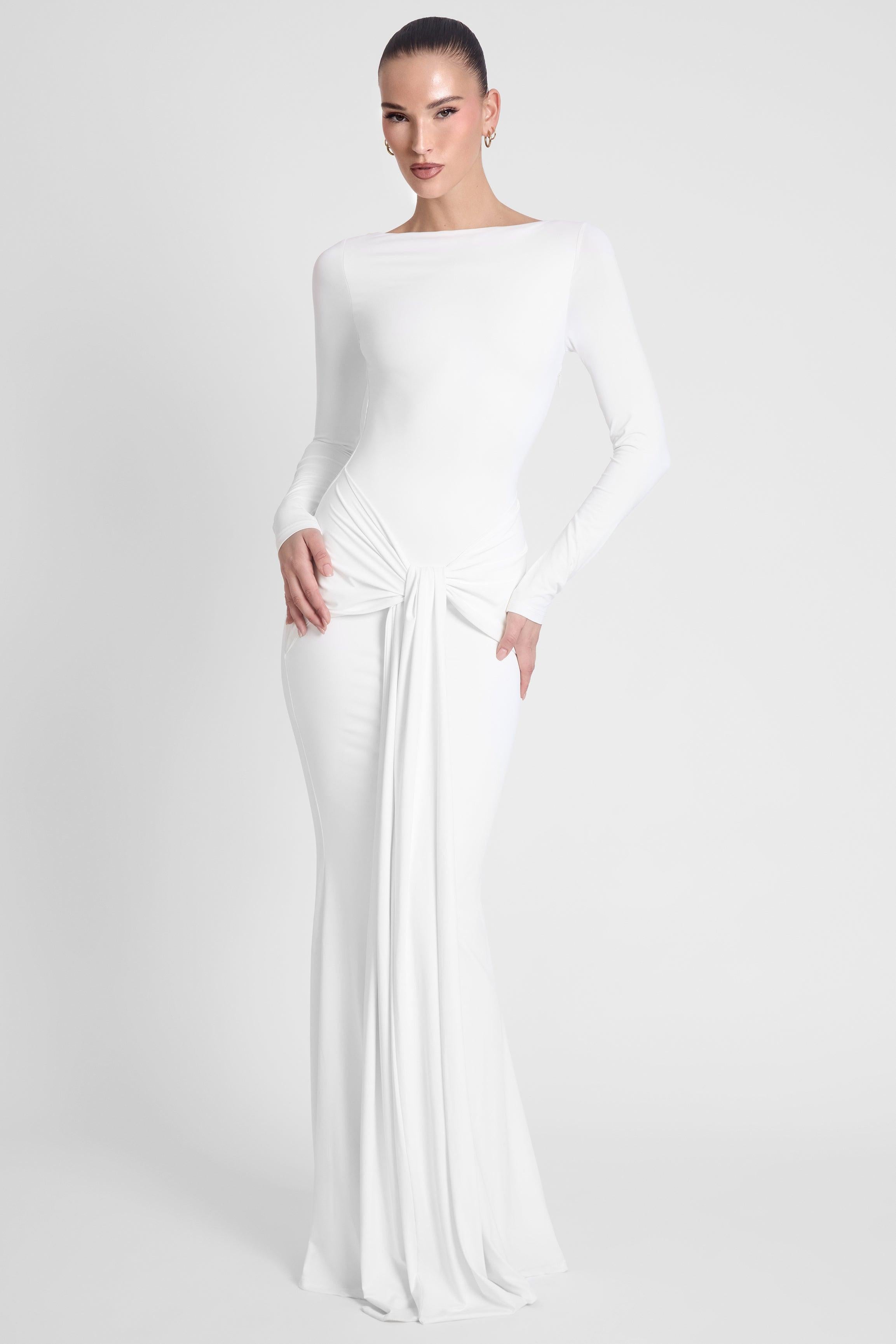 White Oasis Knot Maxi Dress ICYBOO