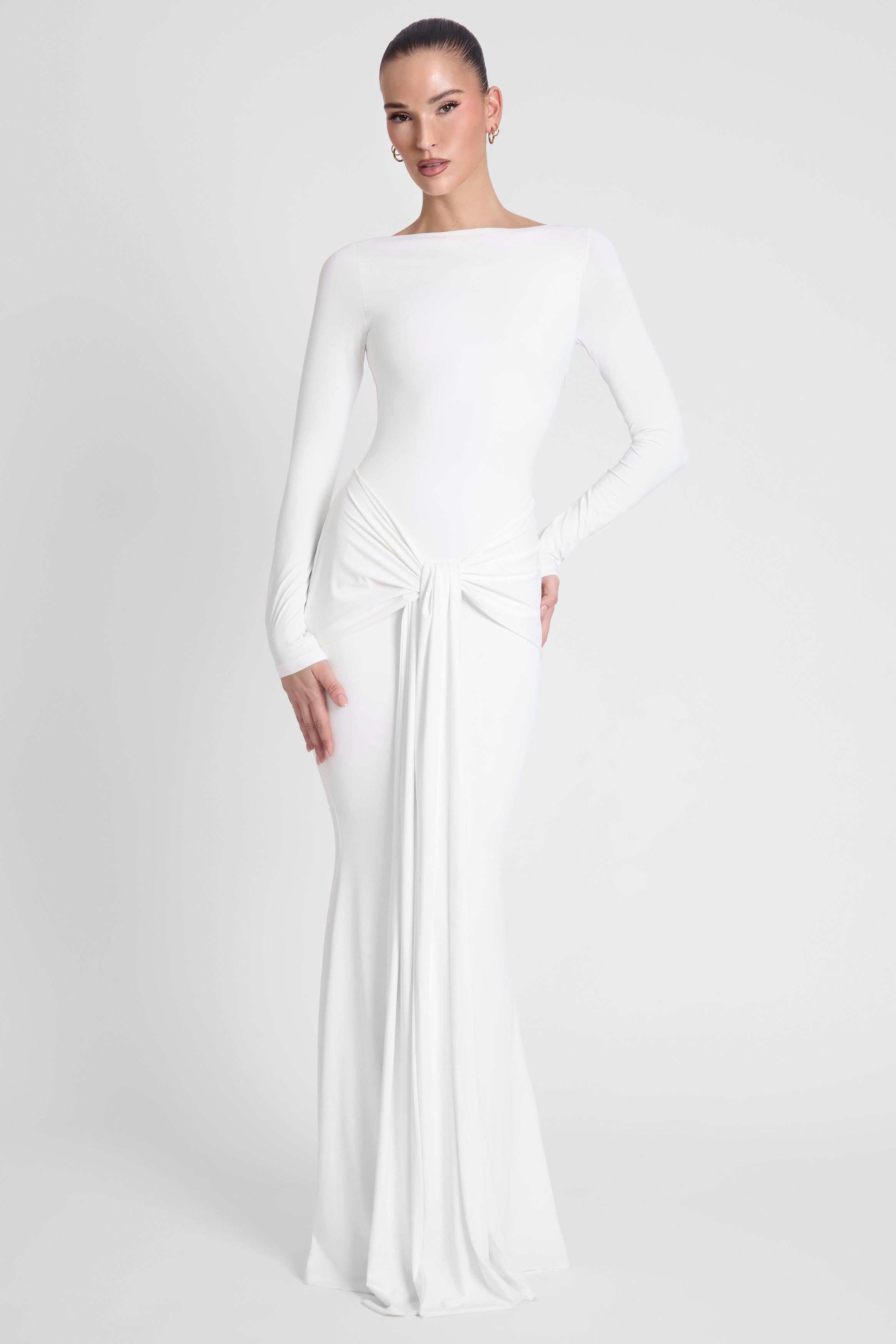 White Oasis Knot Maxi Dress ICYBOO