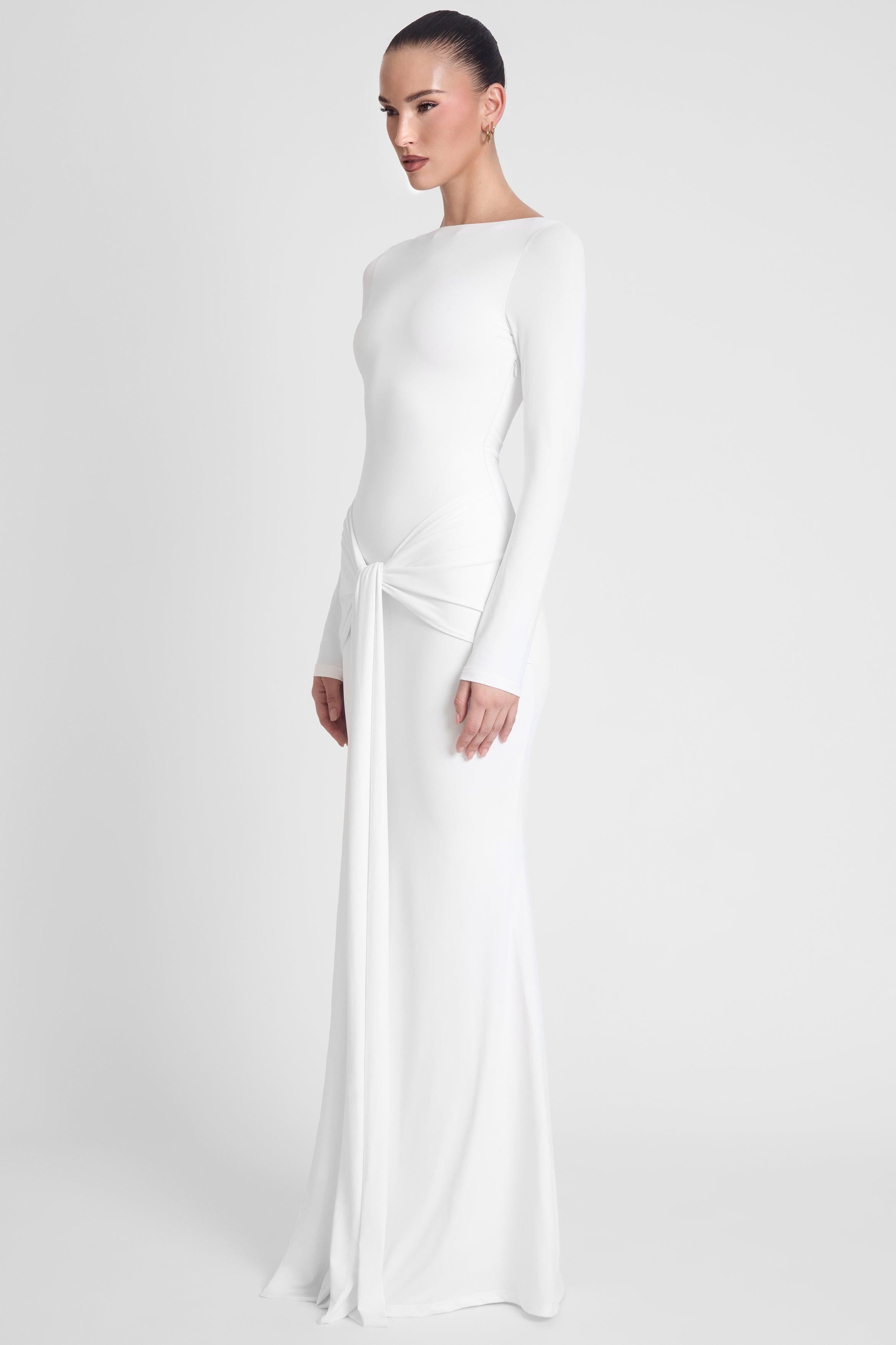 White Oasis Knot Maxi Dress ICYBOO