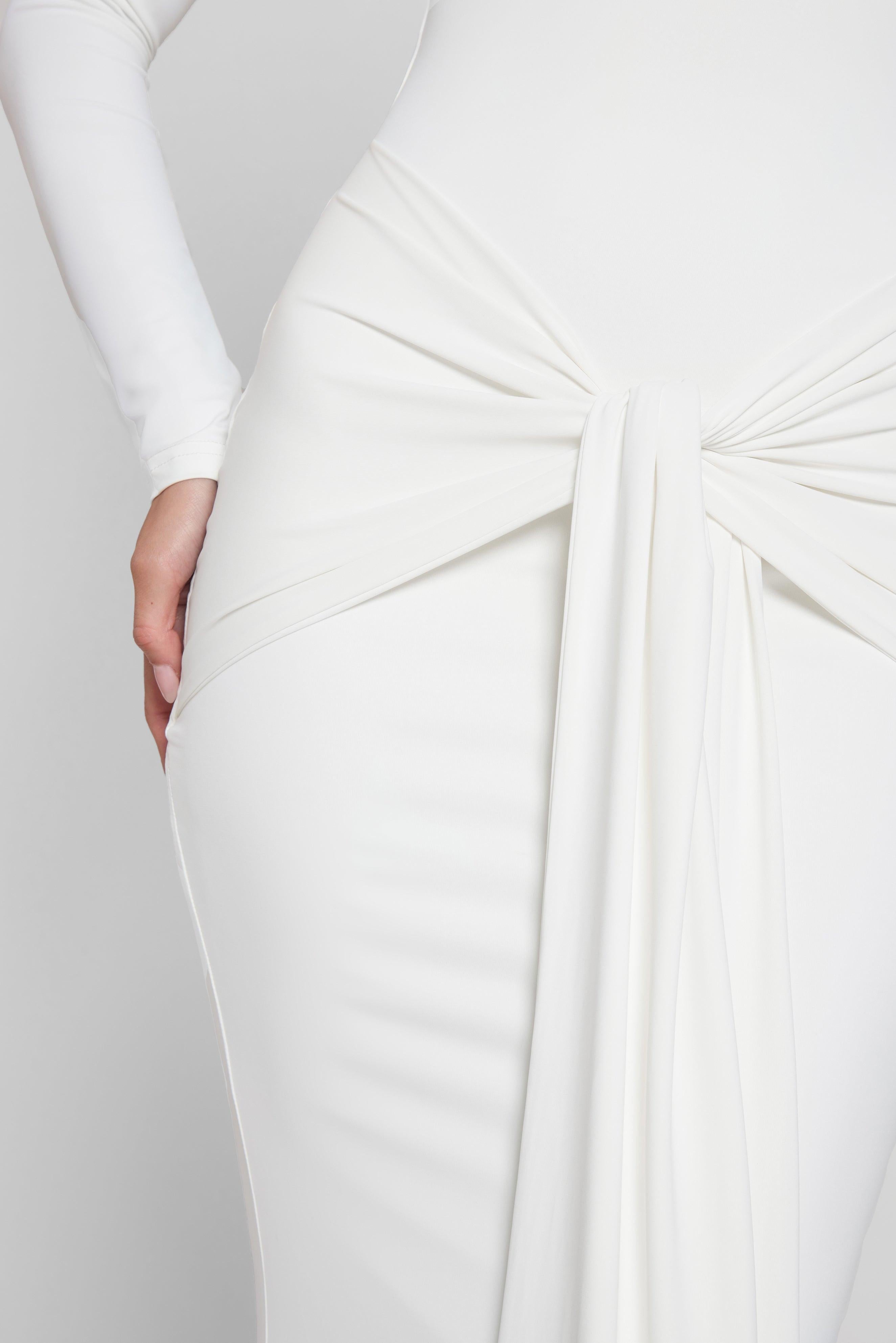 White Oasis Knot Maxi Dress ICYBOO