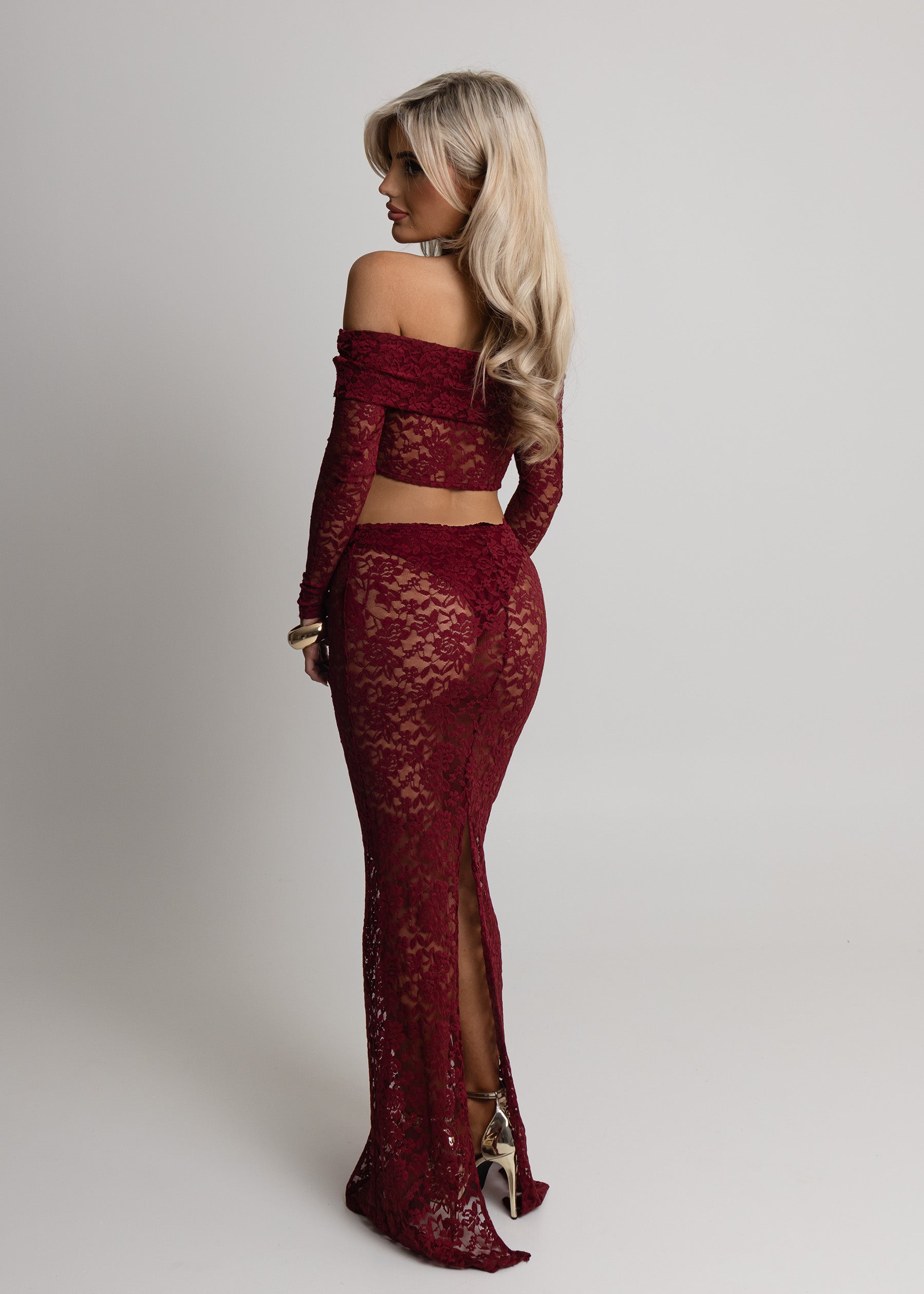 Opulent Dreams Lace Two Piece - Burgundy ICYBOO