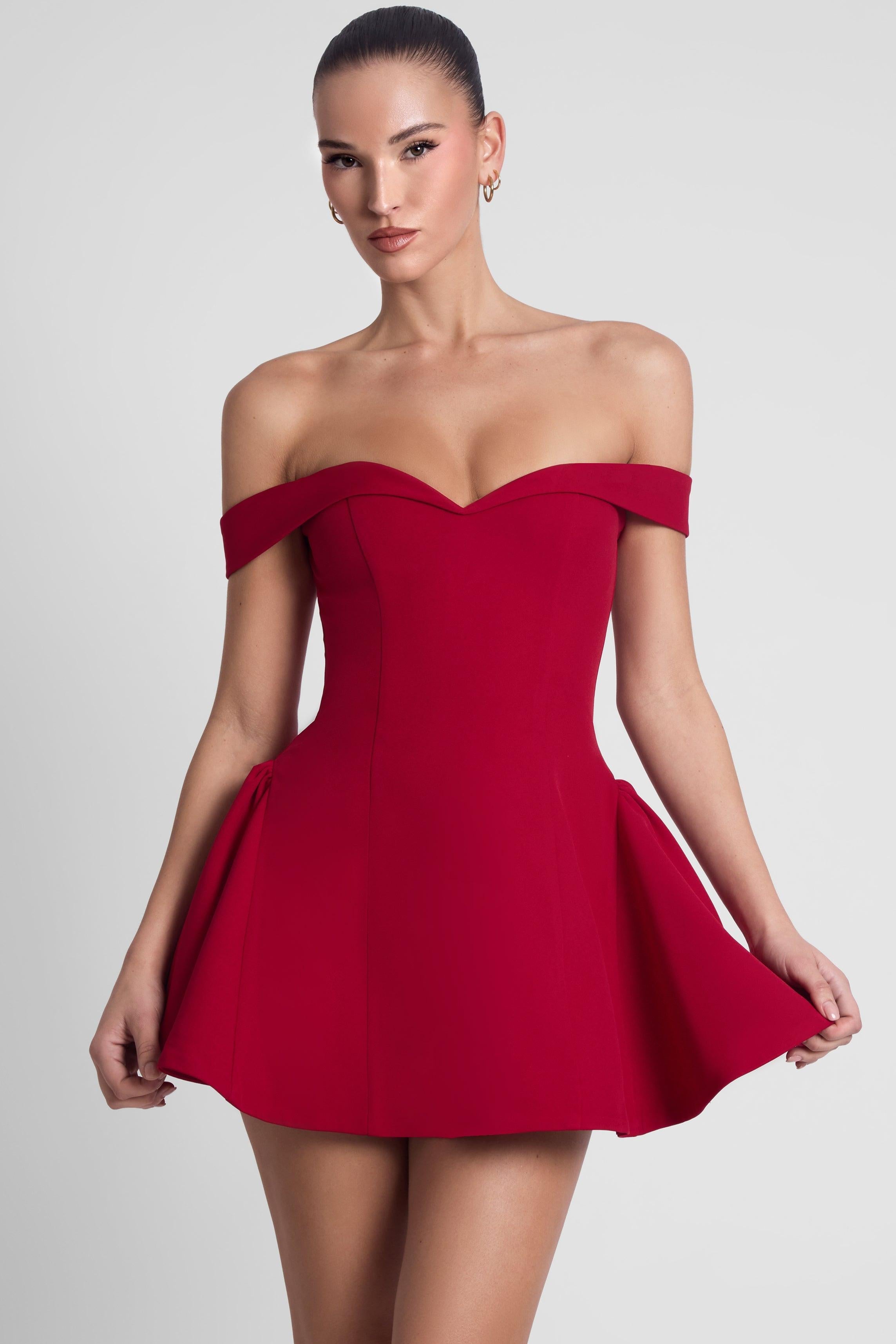 Raquel Red Corset Babydoll Mini Dress ICYBOO