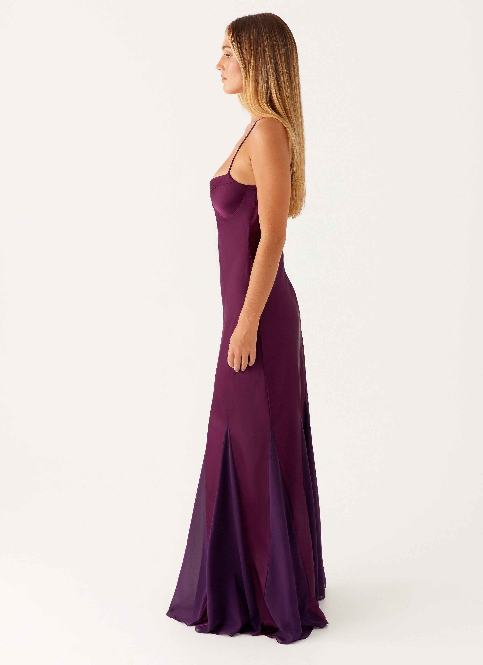 Ravello Maxi Dress - Mulberry Satin Chiffon