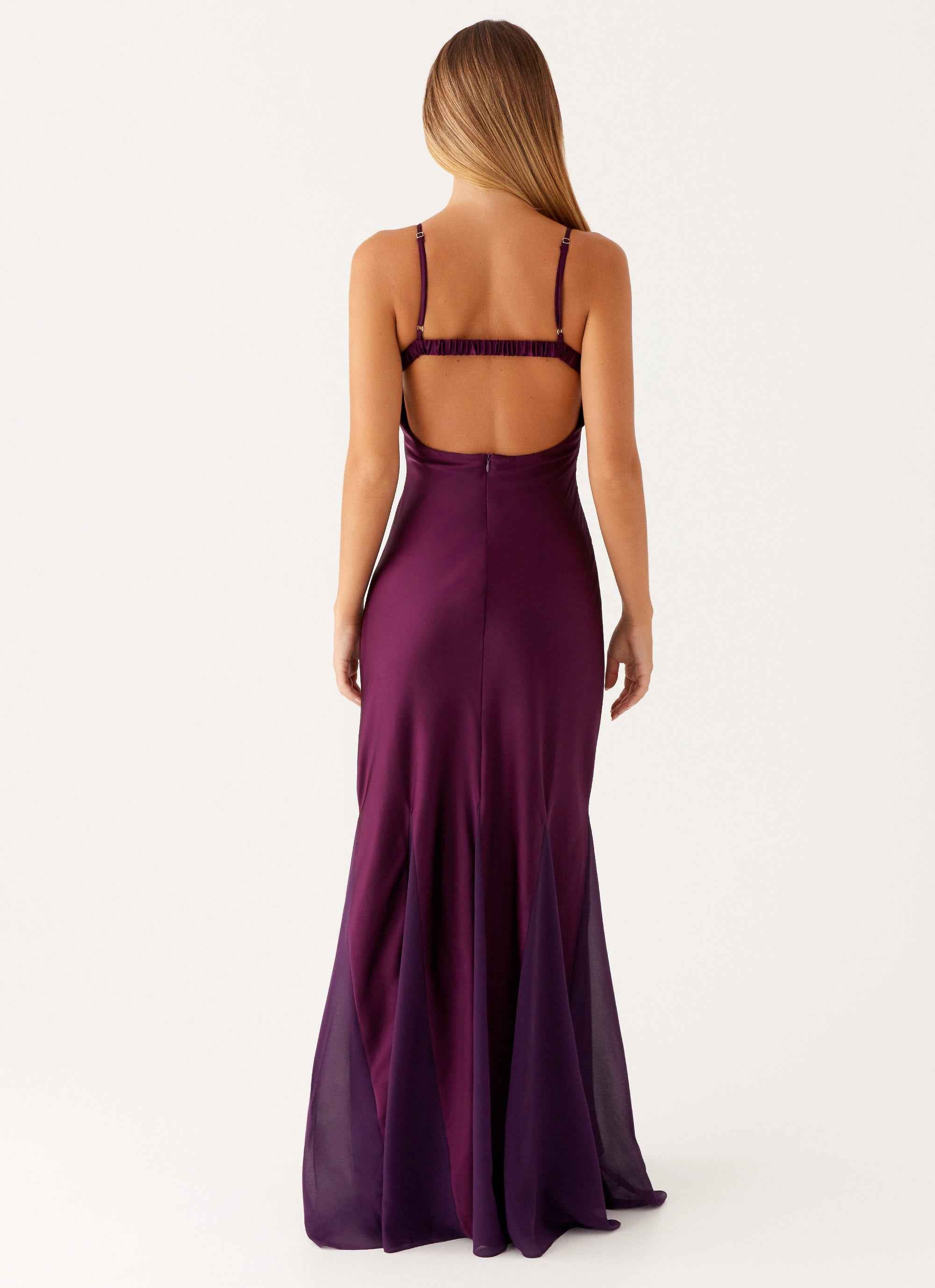 Ravello Maxi Dress - Mulberry Satin Chiffon