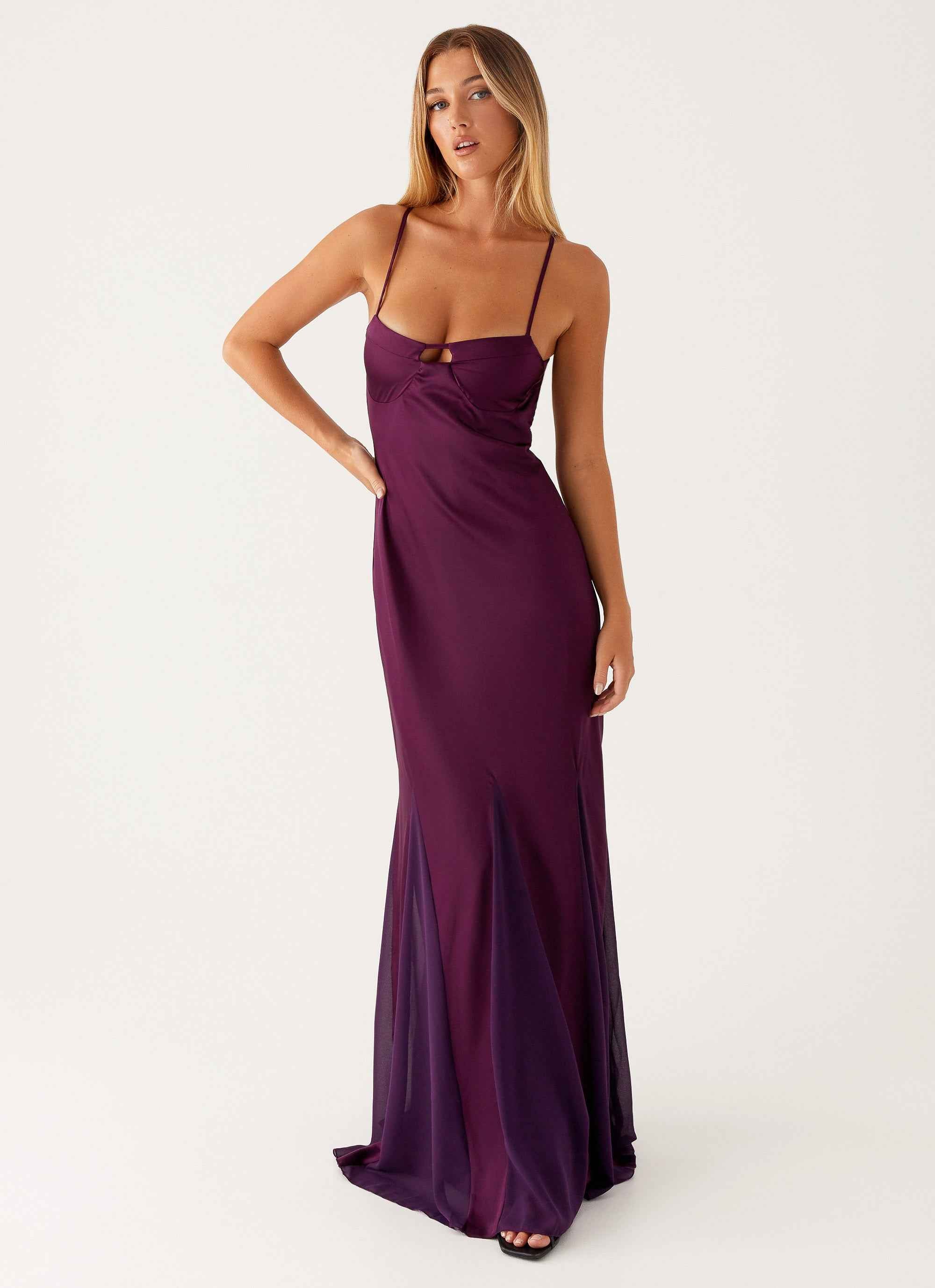 Ravello Maxi Dress - Mulberry Satin Chiffon