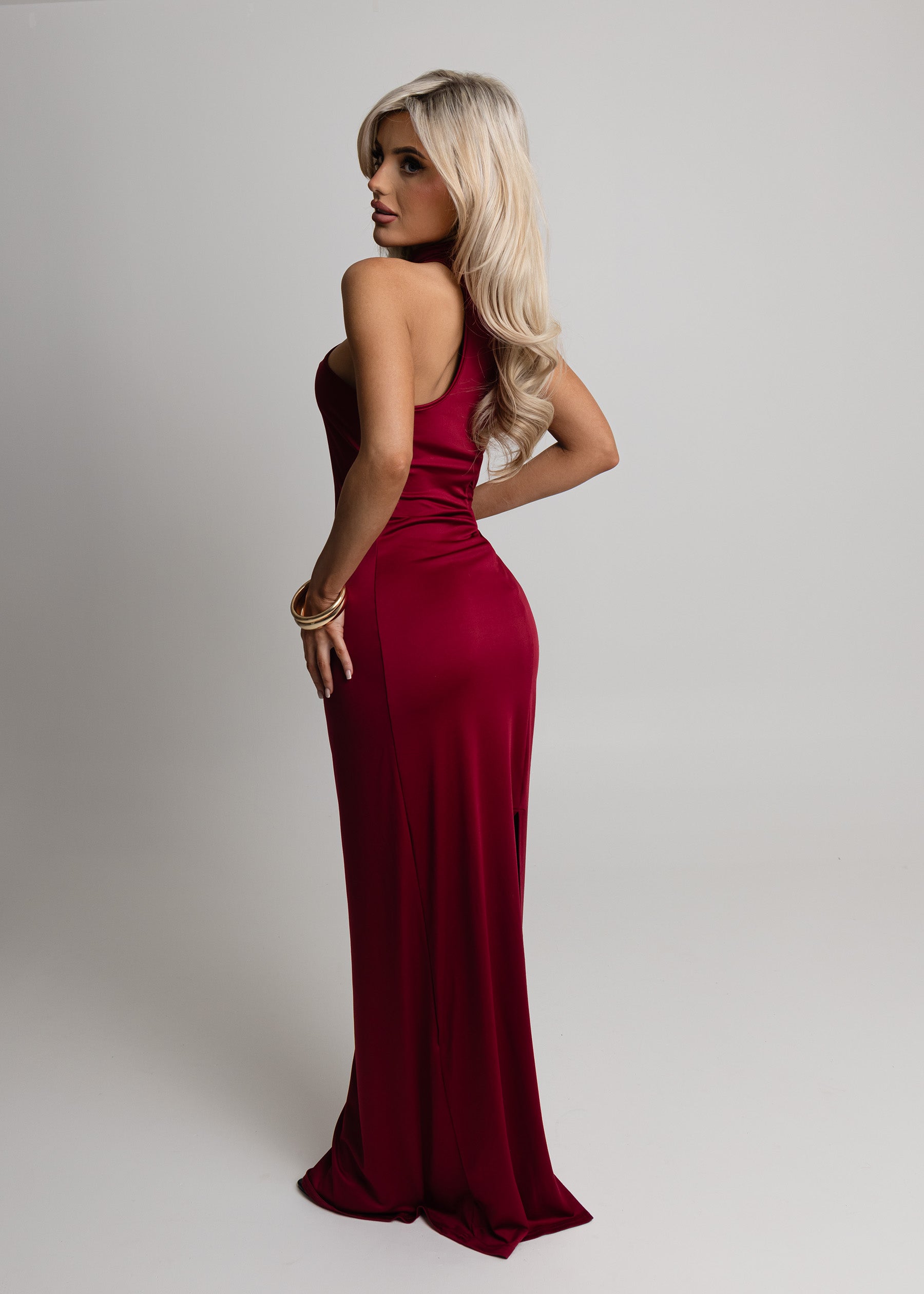 Romance Me Halterneck Maxi - Wine ICYBOO