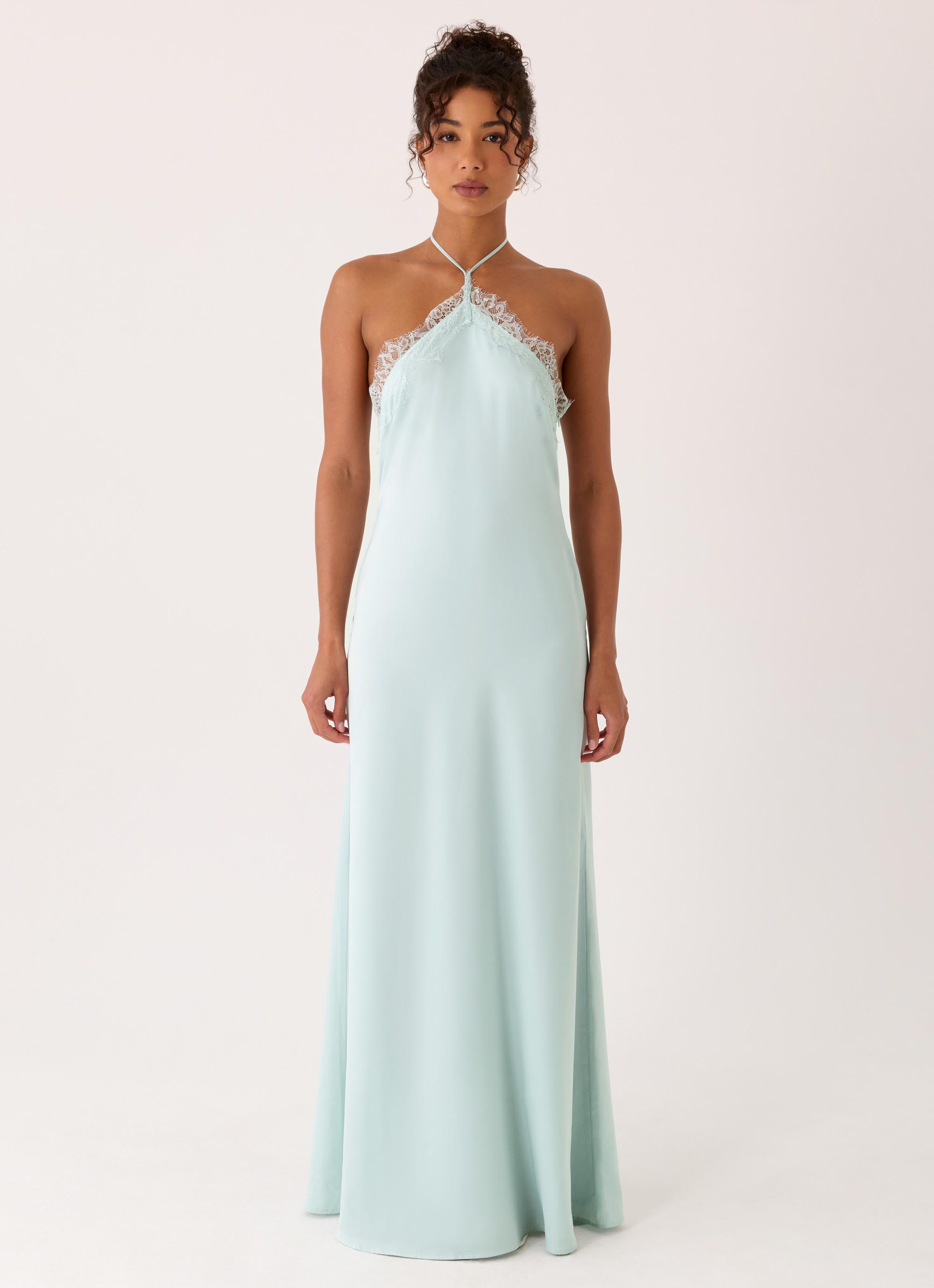 Samaria Maxi Dress - Aqua Lace Halter - ICYBOO