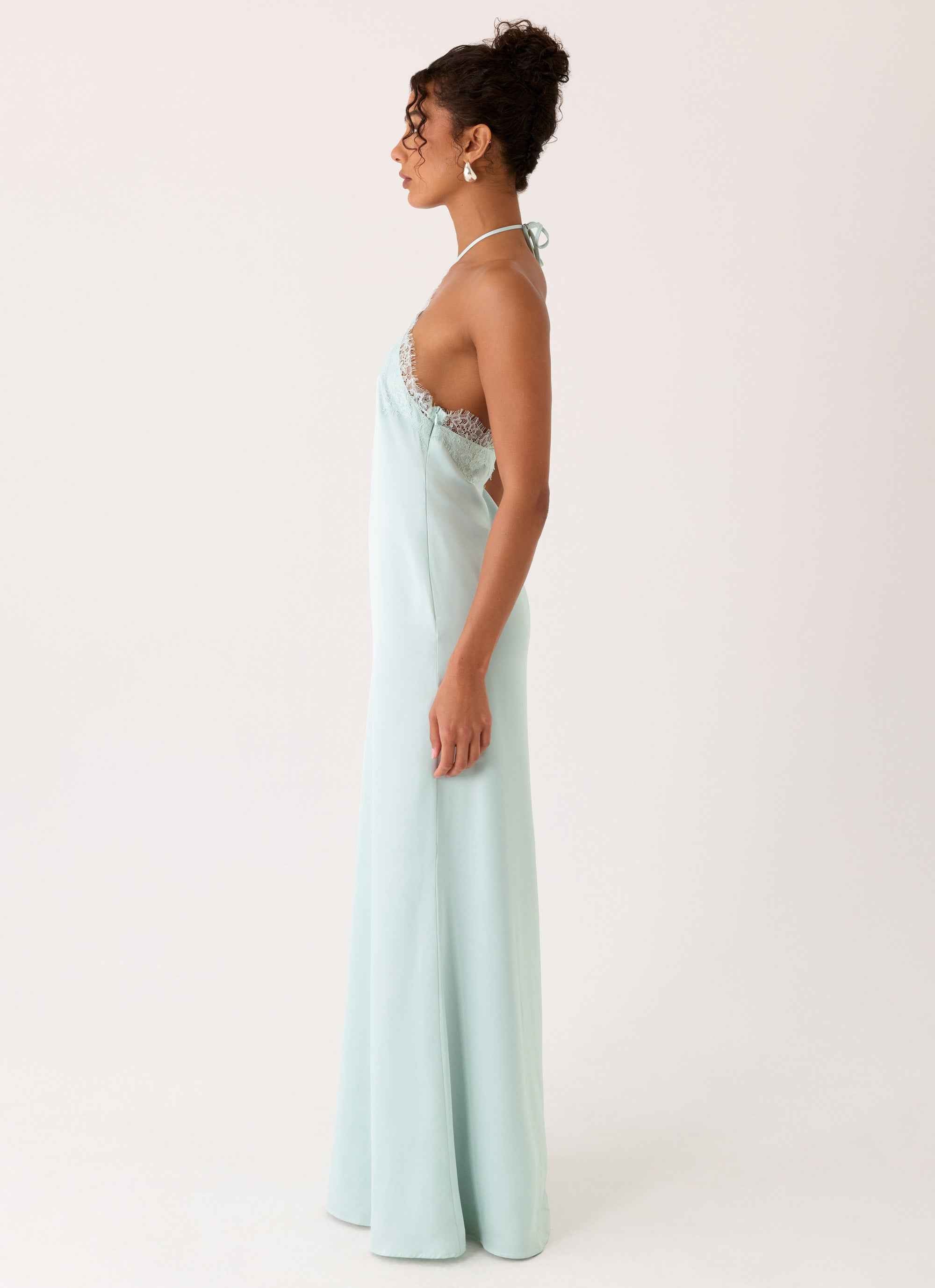 Samaria Maxi Dress - Aqua Lace Halter