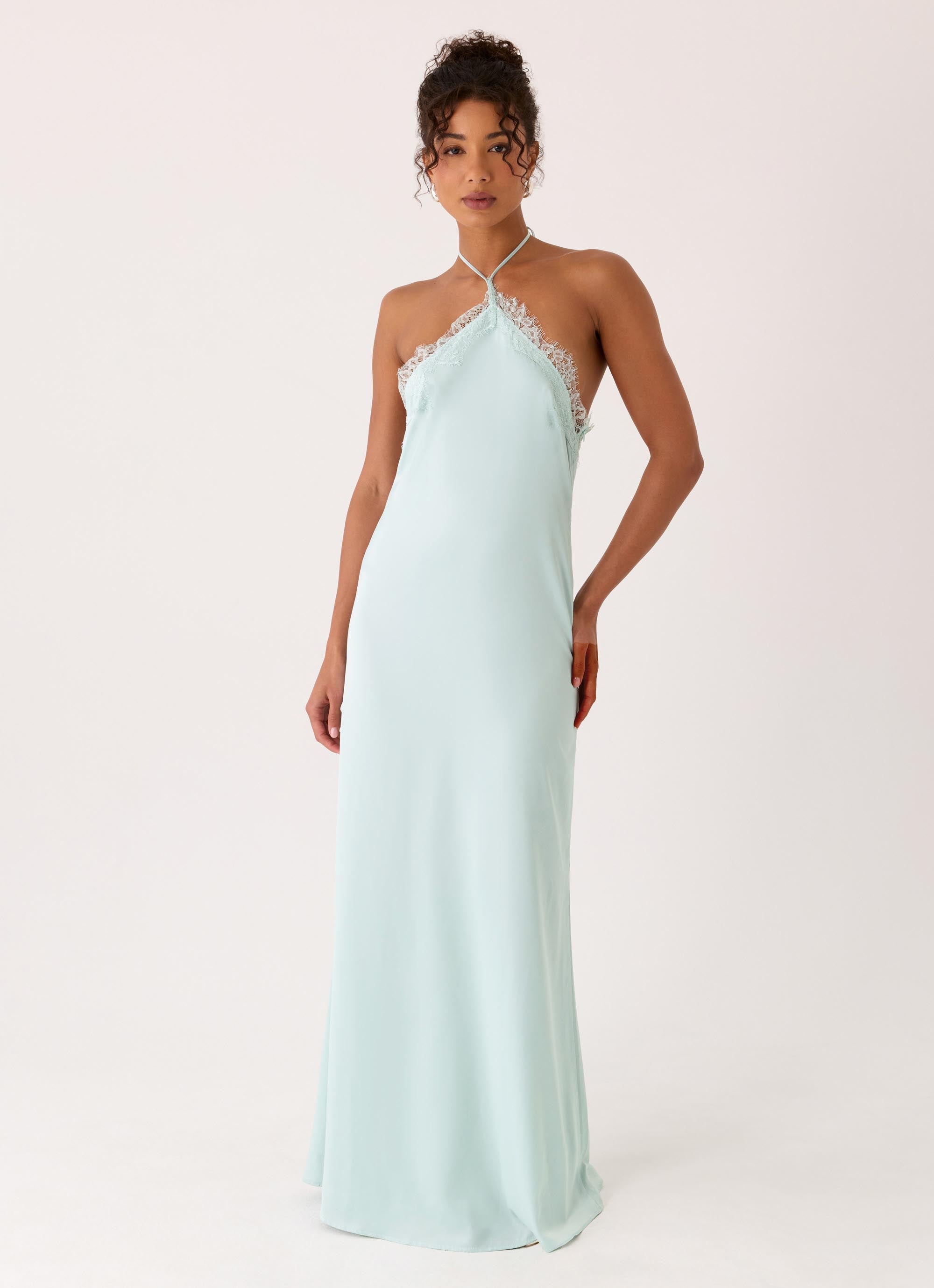 Samaria Maxi Dress - Aqua Lace Halter - ICYBOO