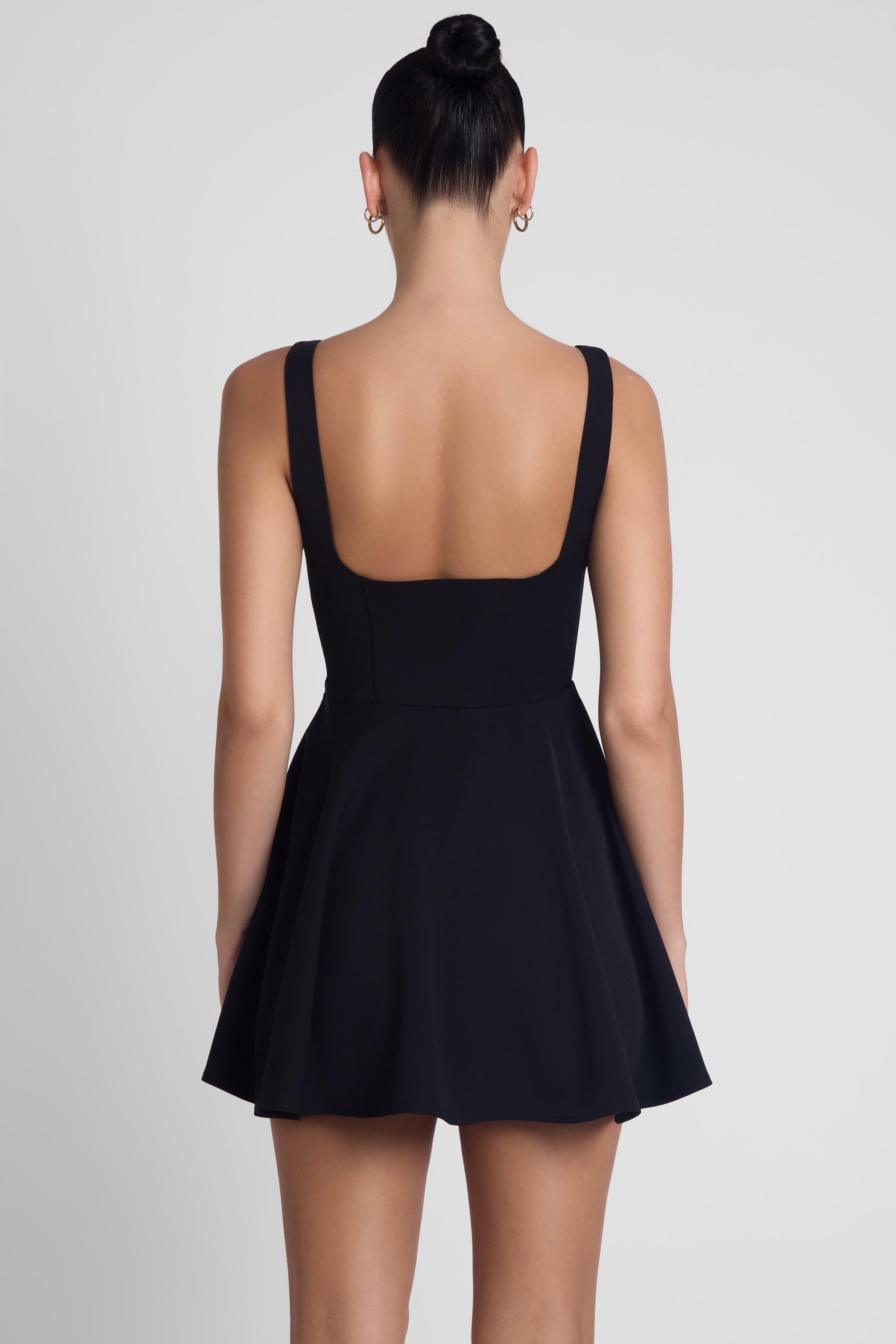 Sloane Black Corset Mini Dress with Square Neckline ICYBOO