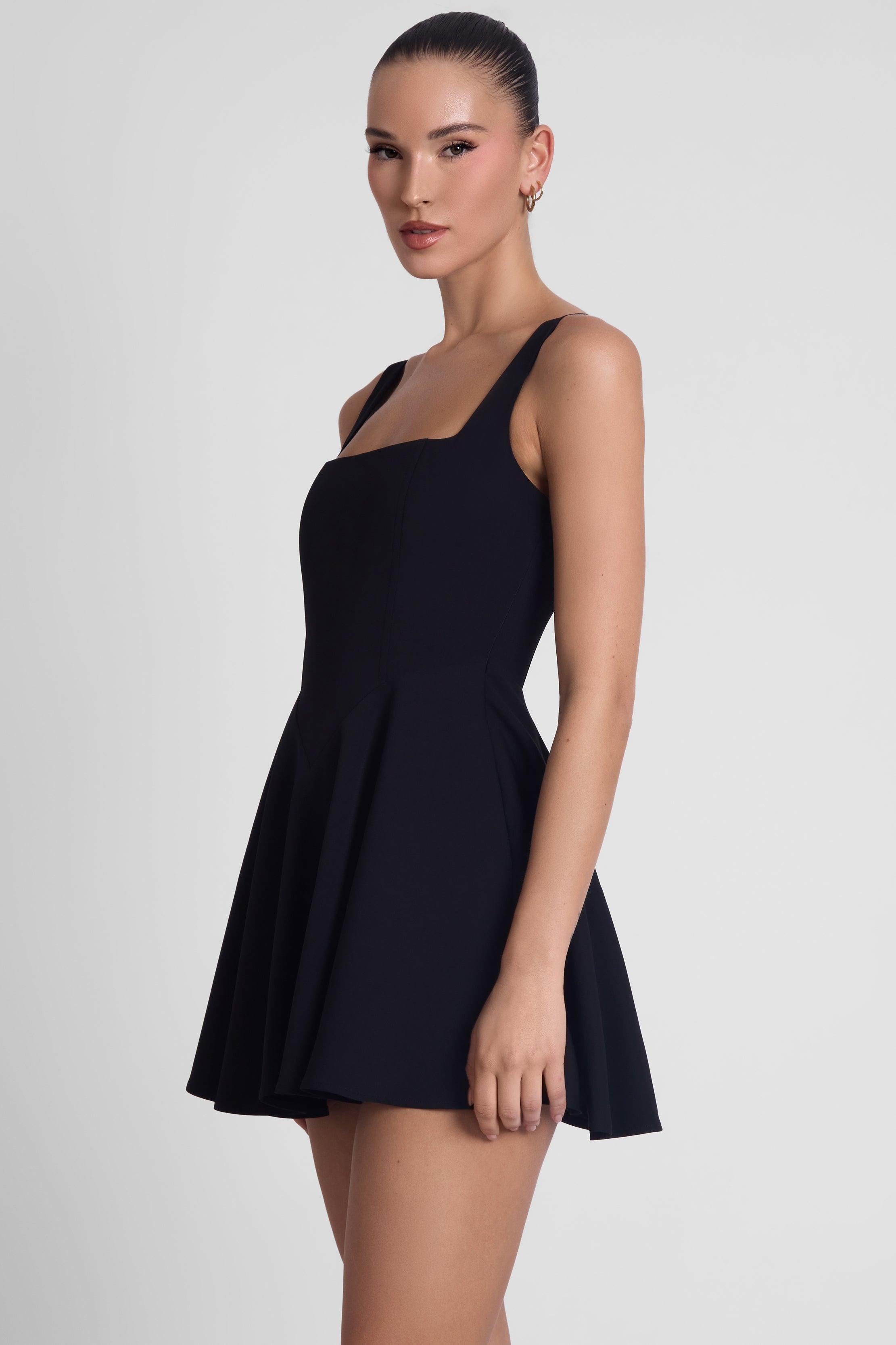 Sloane Black Corset Mini Dress with Square Neckline ICYBOO