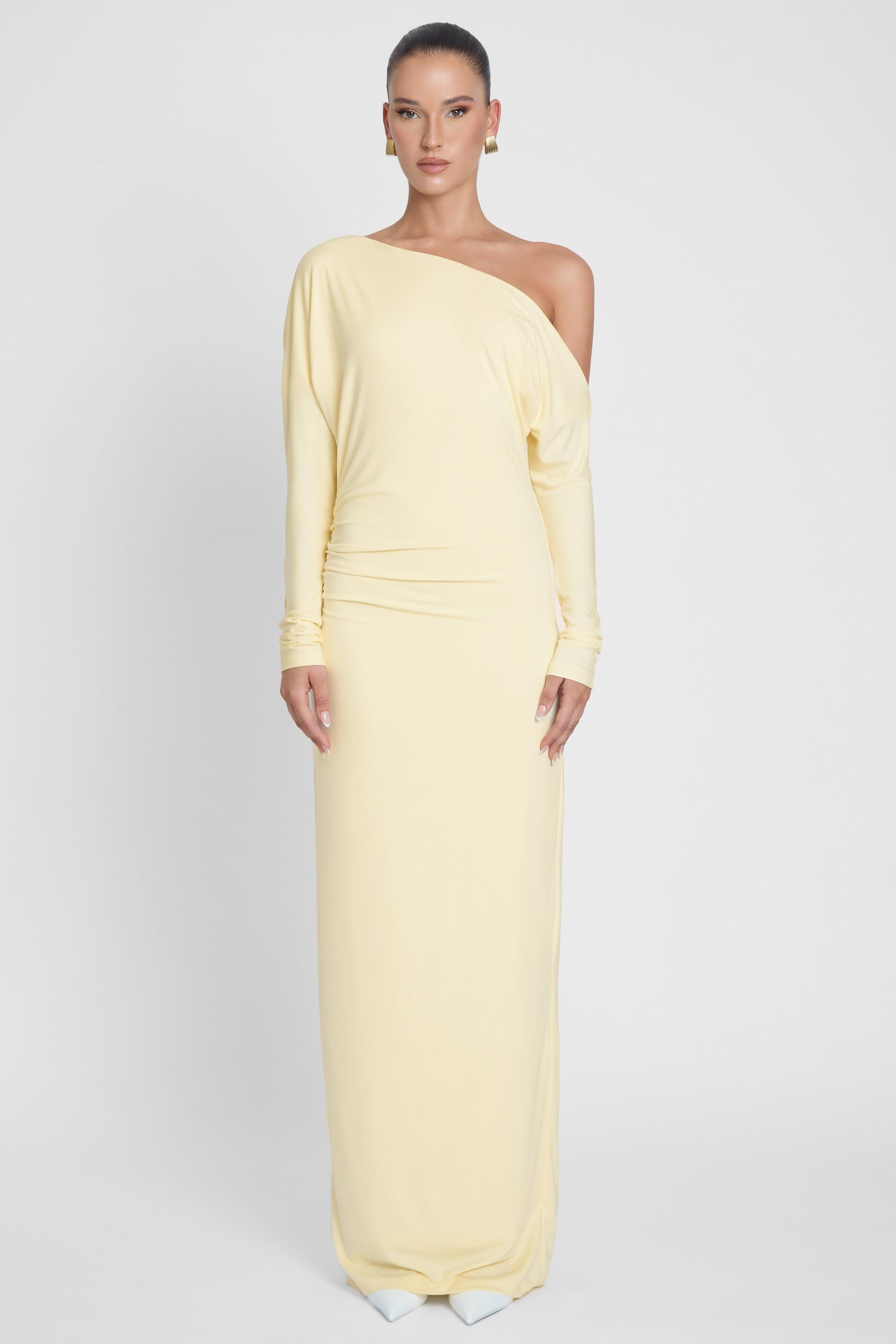 Sola Relaxed Fit Yellow Jersey Maxi Dress ICYBOO