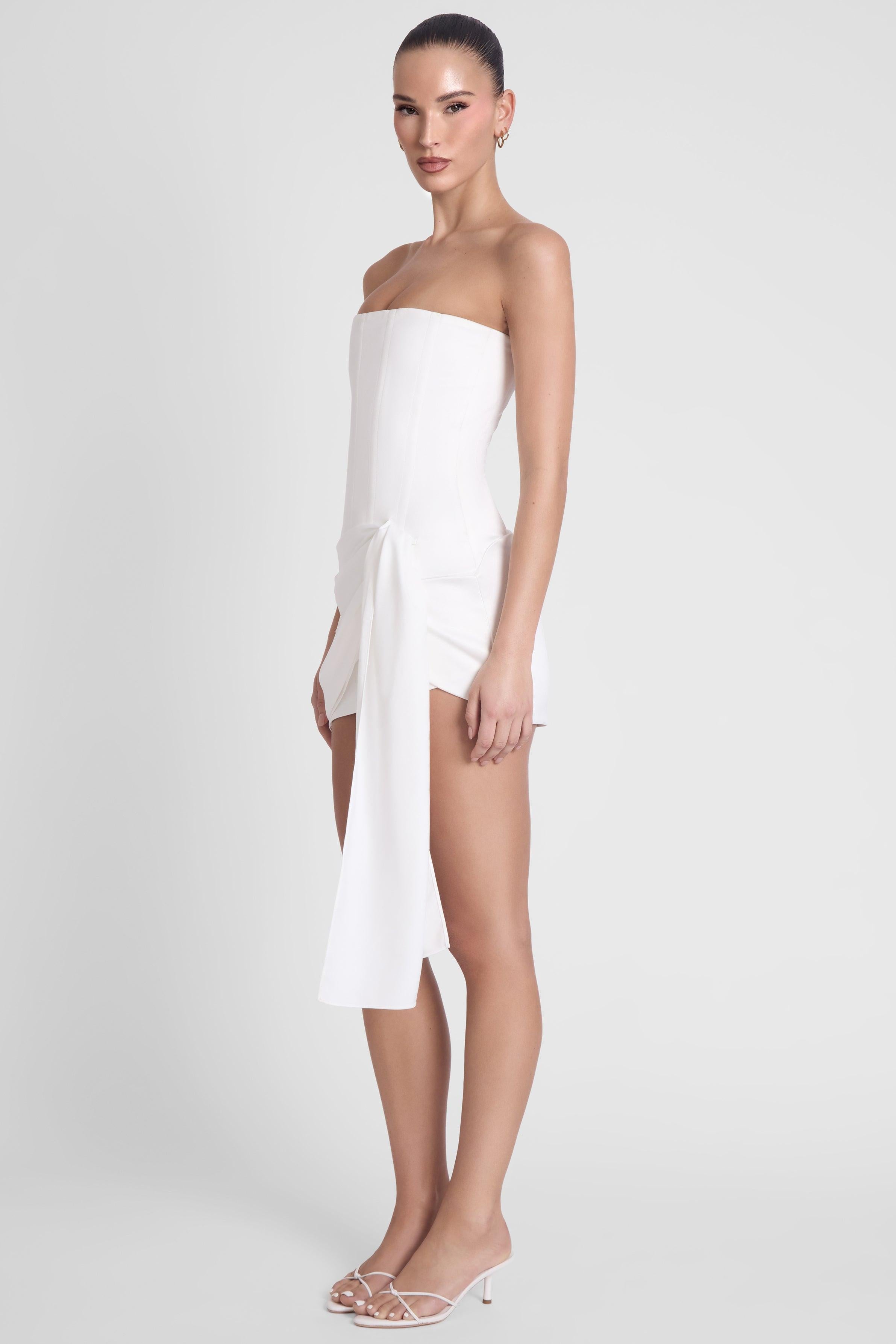 Solara White Satin Corset Dress ICYBOO