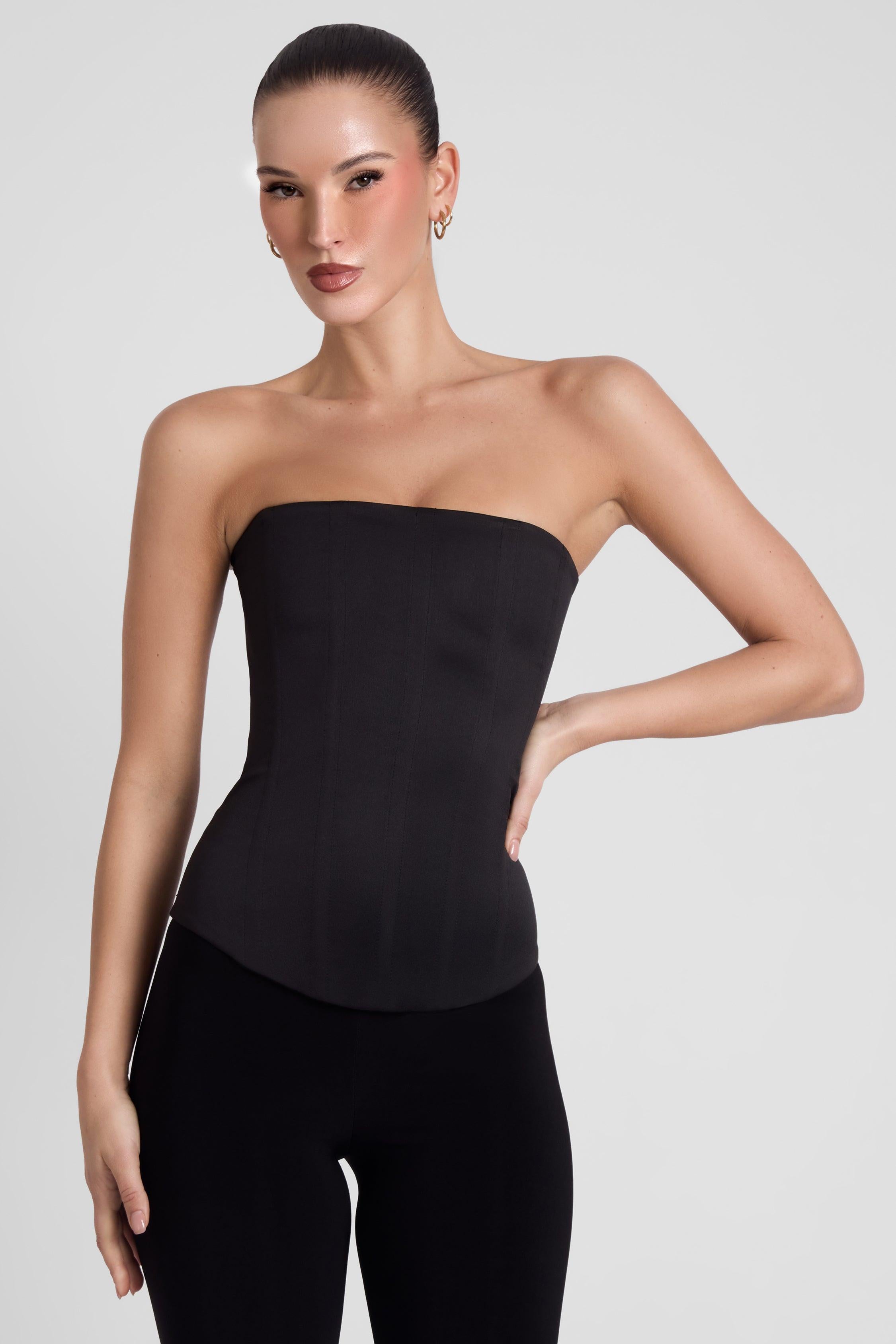 Black Sphynx Satin Corset Top ICYBOO