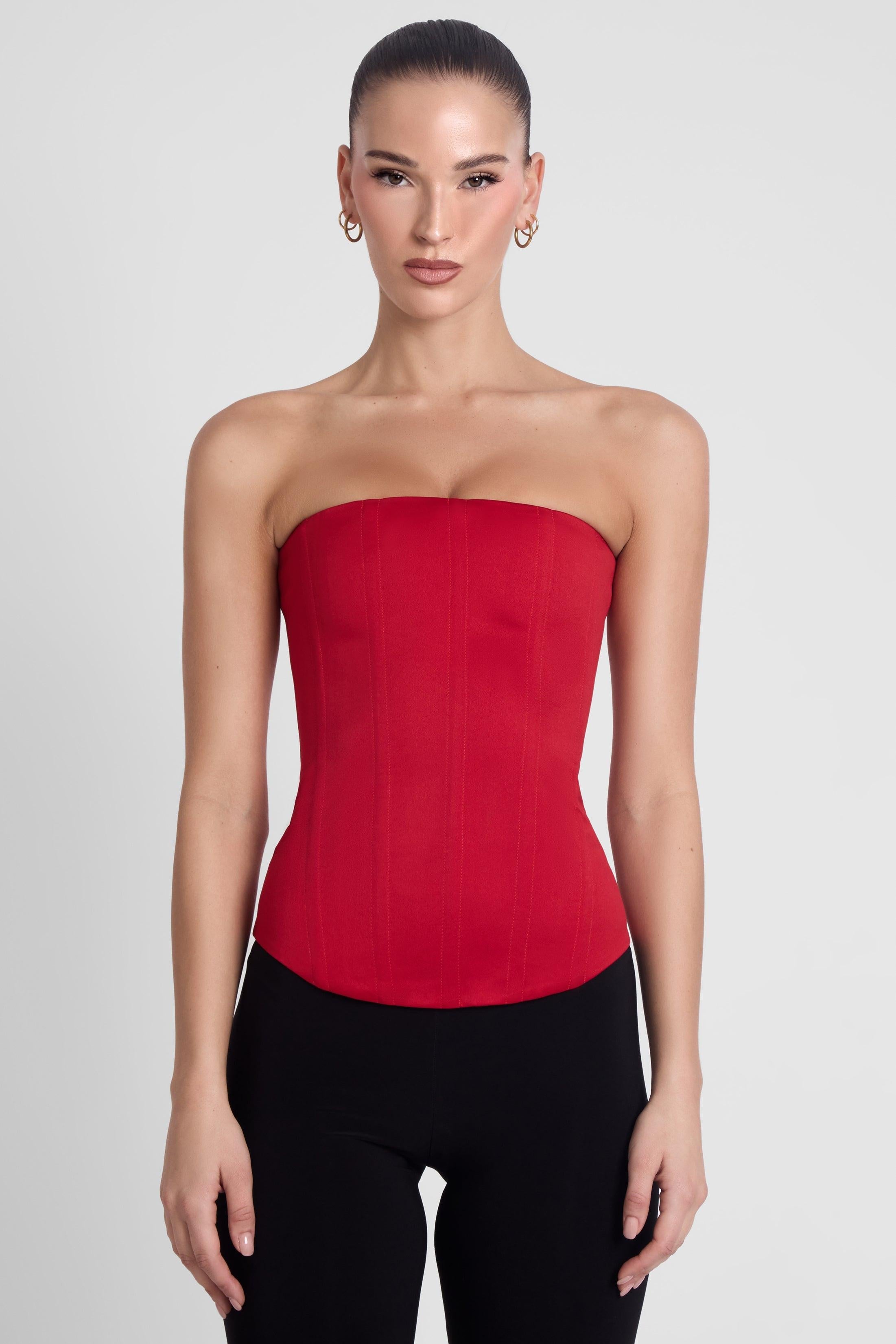 Sphynx Red Satin Corset Top ICYBOO