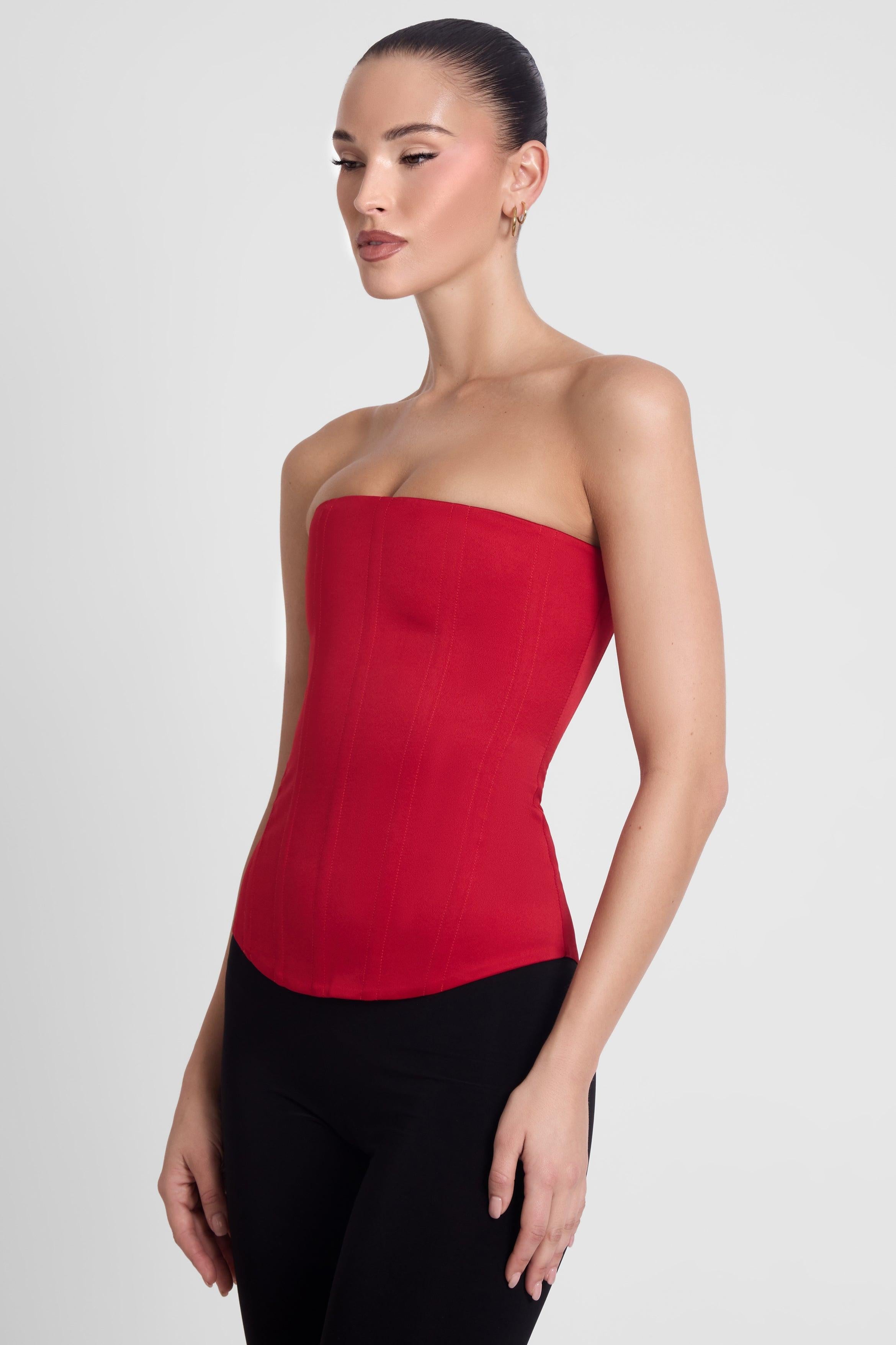 Sphynx Red Satin Corset Top ICYBOO